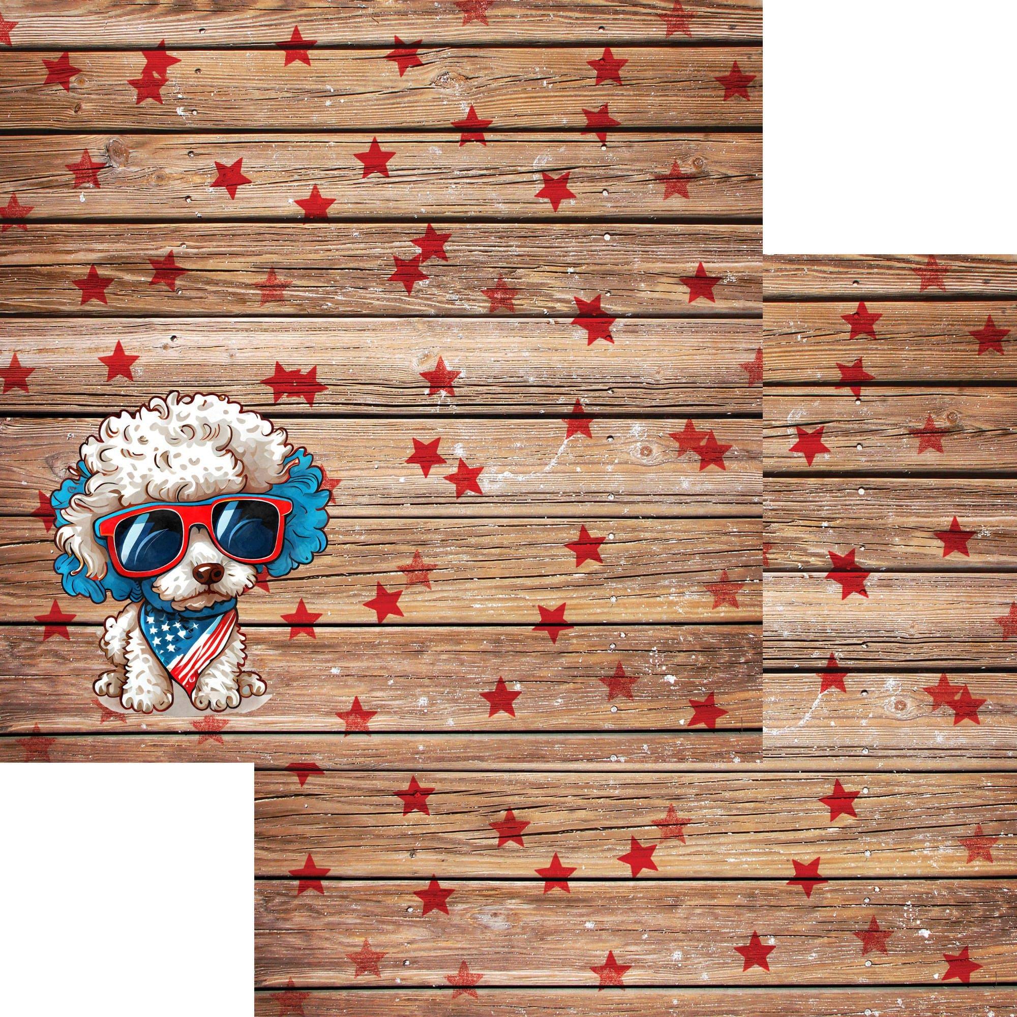 Patriotic Pups Collection Poodle 12 x 12 Double-Sided Scrapbook Paper by SSC Designs