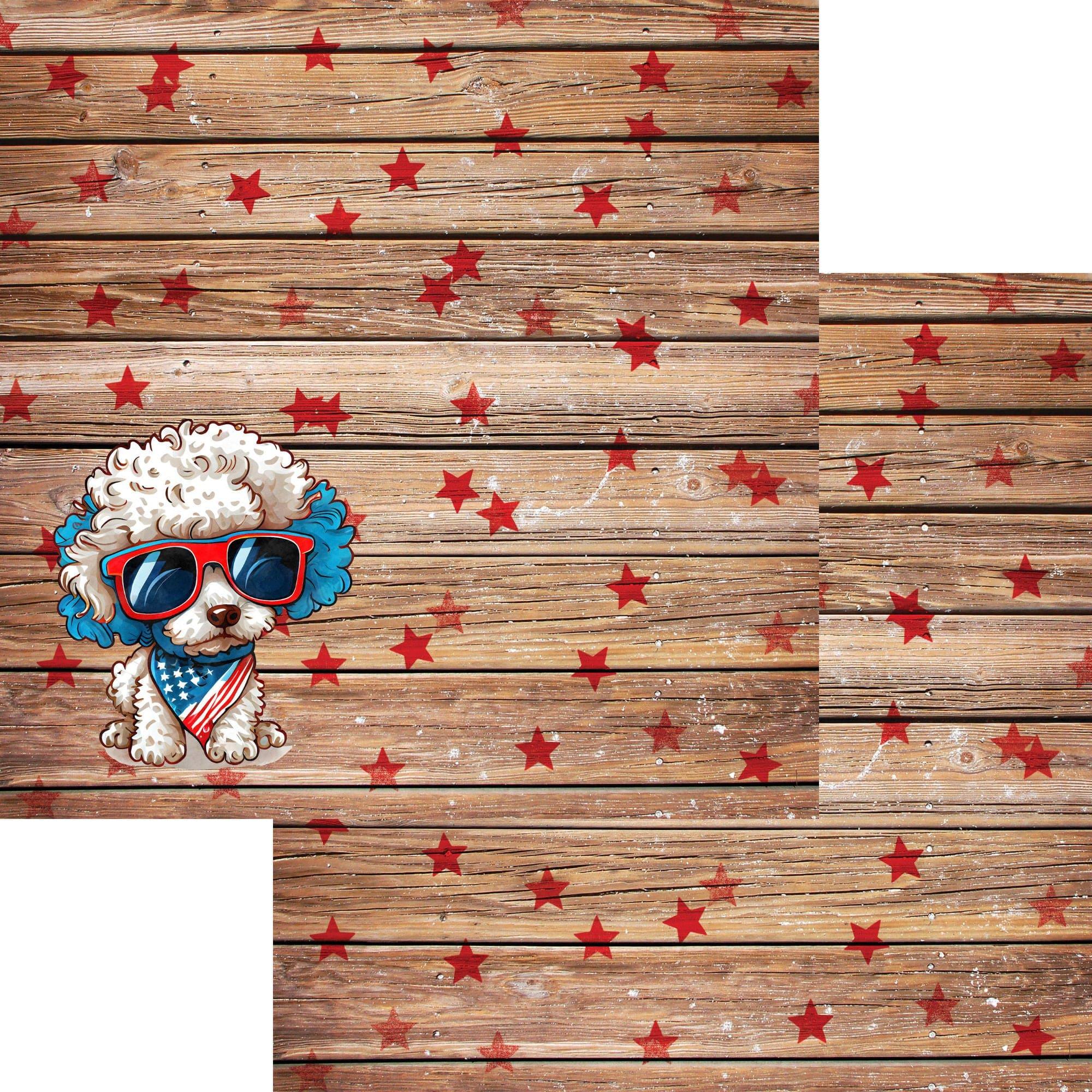 Patriotic Pups Collection Poodle 12 x 12 Double-Sided Scrapbook Paper by SSC Designs - Scrapbook Supply Companies