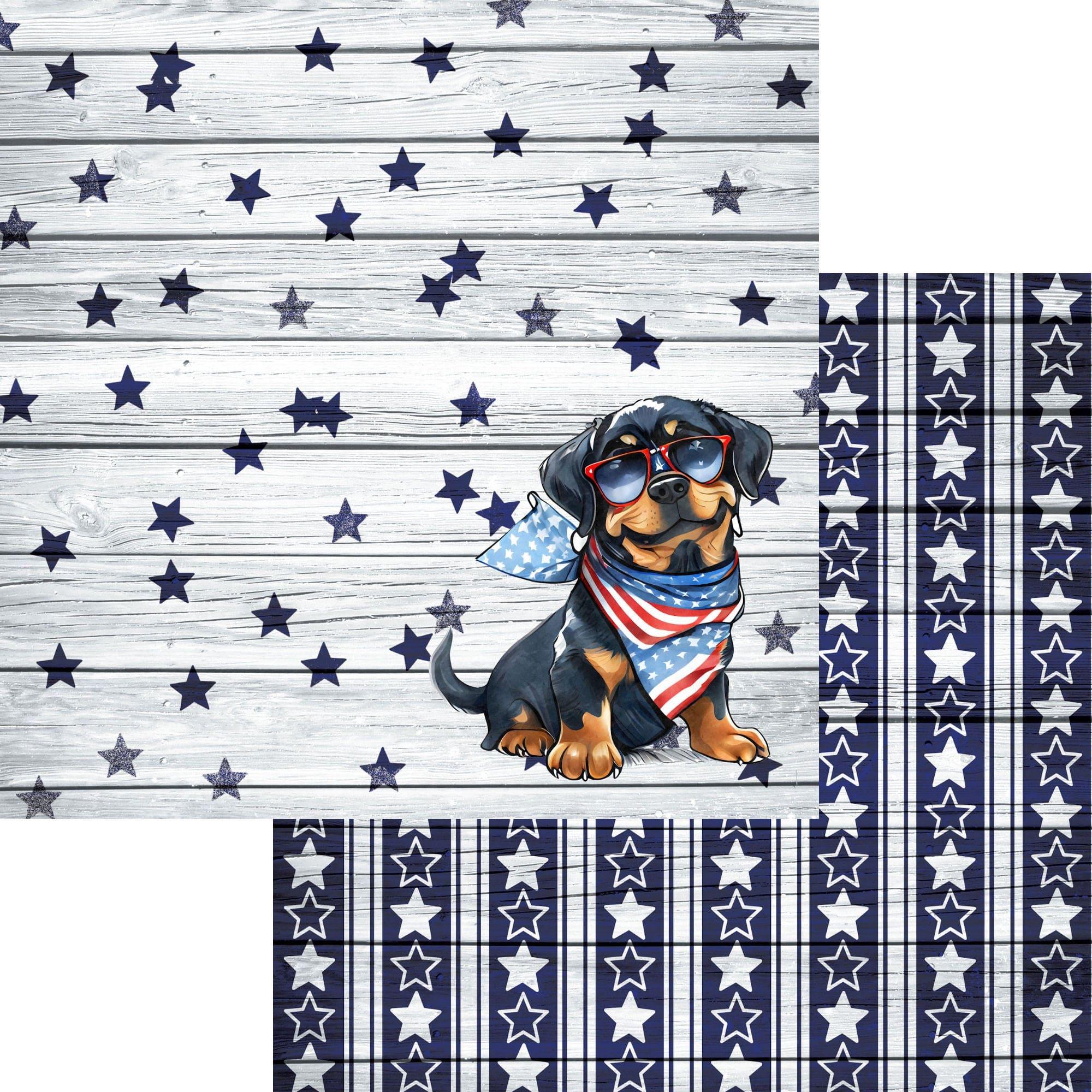 Patriotic Pups Collection Rottweiler 12 x 12 Double-Sided Scrapbook Paper by SSC Designs