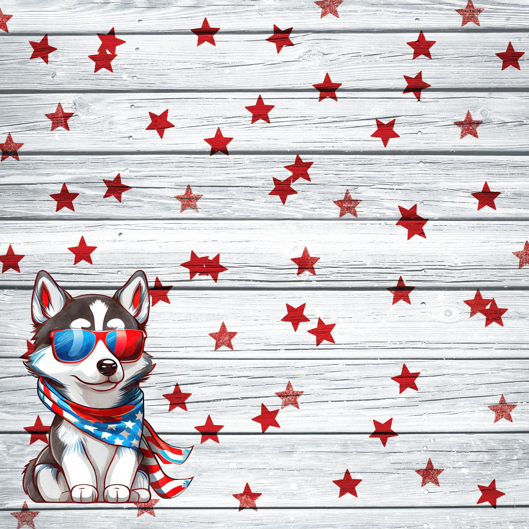 Patriotic Pups Collection Siberian Husky 12 x 12 Double-Sided Scrapbook Paper by SSC Designs - Scrapbook Supply Companies
