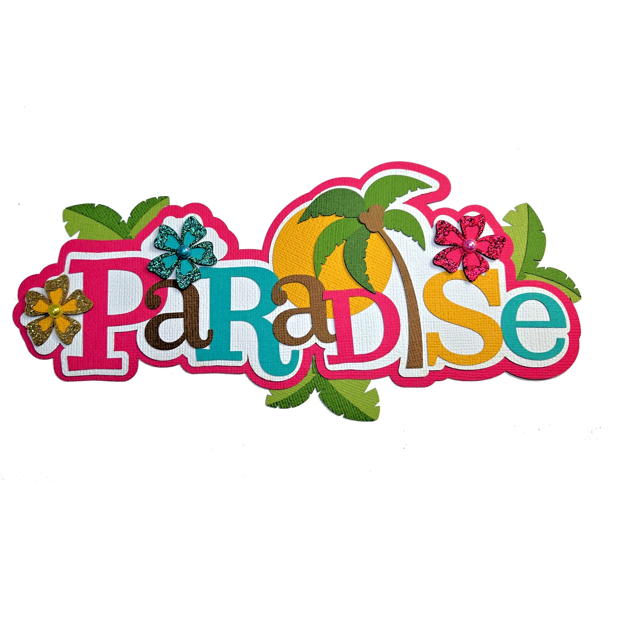 Paradise Title 4x8  Fully-Assembled Laser Cut Scrapbook Embellishment by SSC Laser Designs