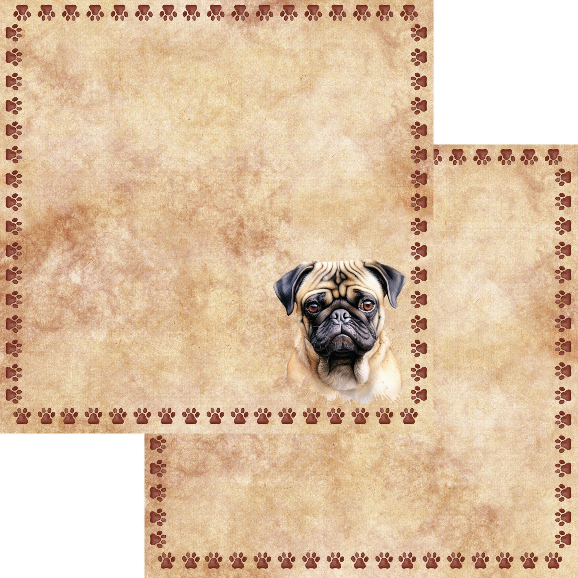 Dog Breeds Collection Pug 12 x 12 Double-Sided Scrapbook Paper by SSC Designs