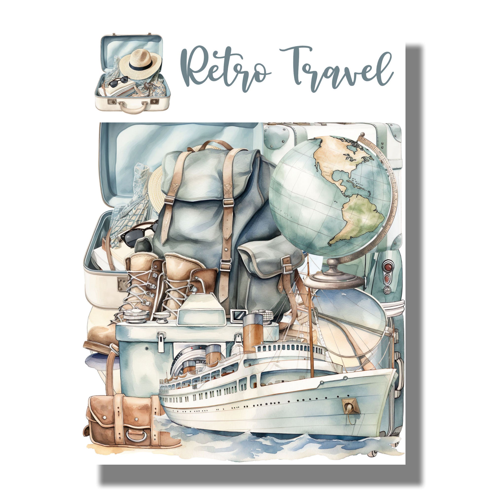 Retro Travel 12 x 12 Scrapbook Paper & Embellishment Kit by SSC Designs