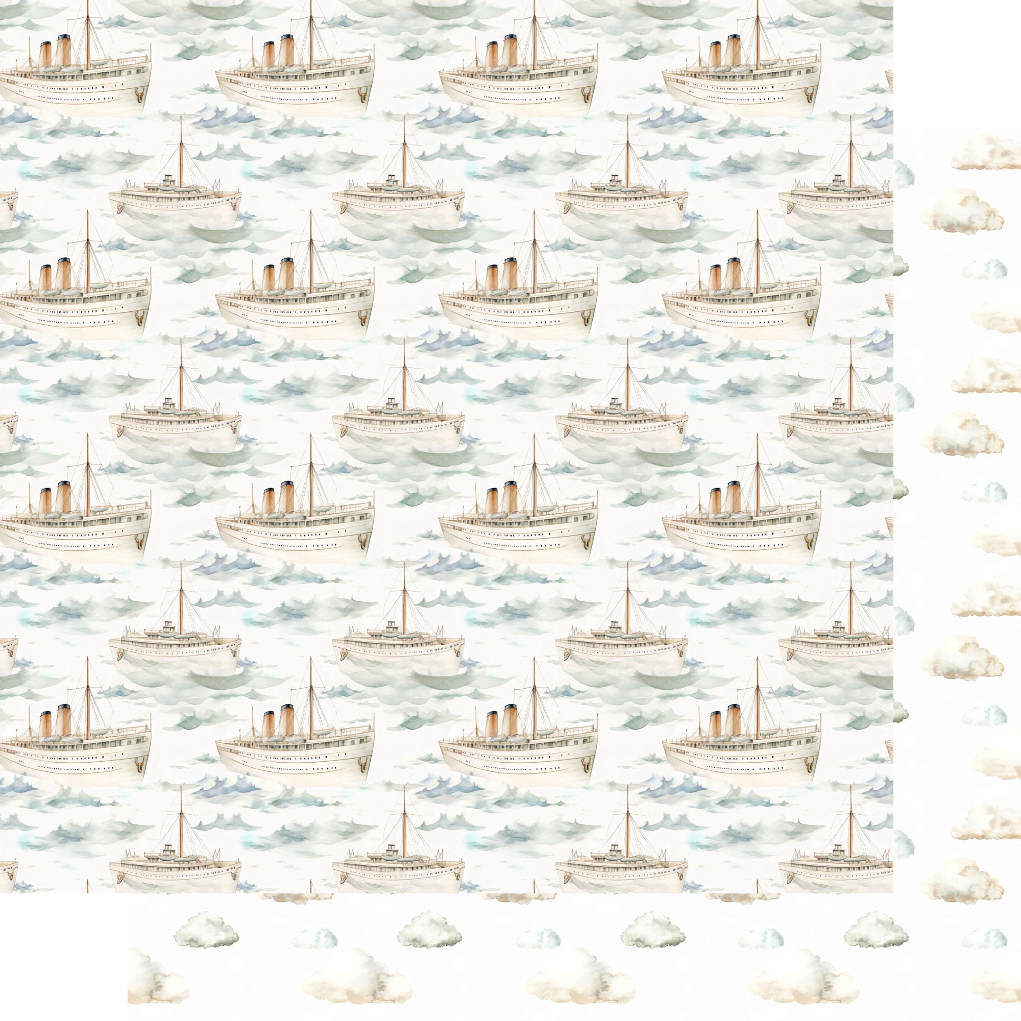 Retro Travel Collection Ocean Cruising 12 x 12 Double-Sided Scrapbook Paper by SSC Designs