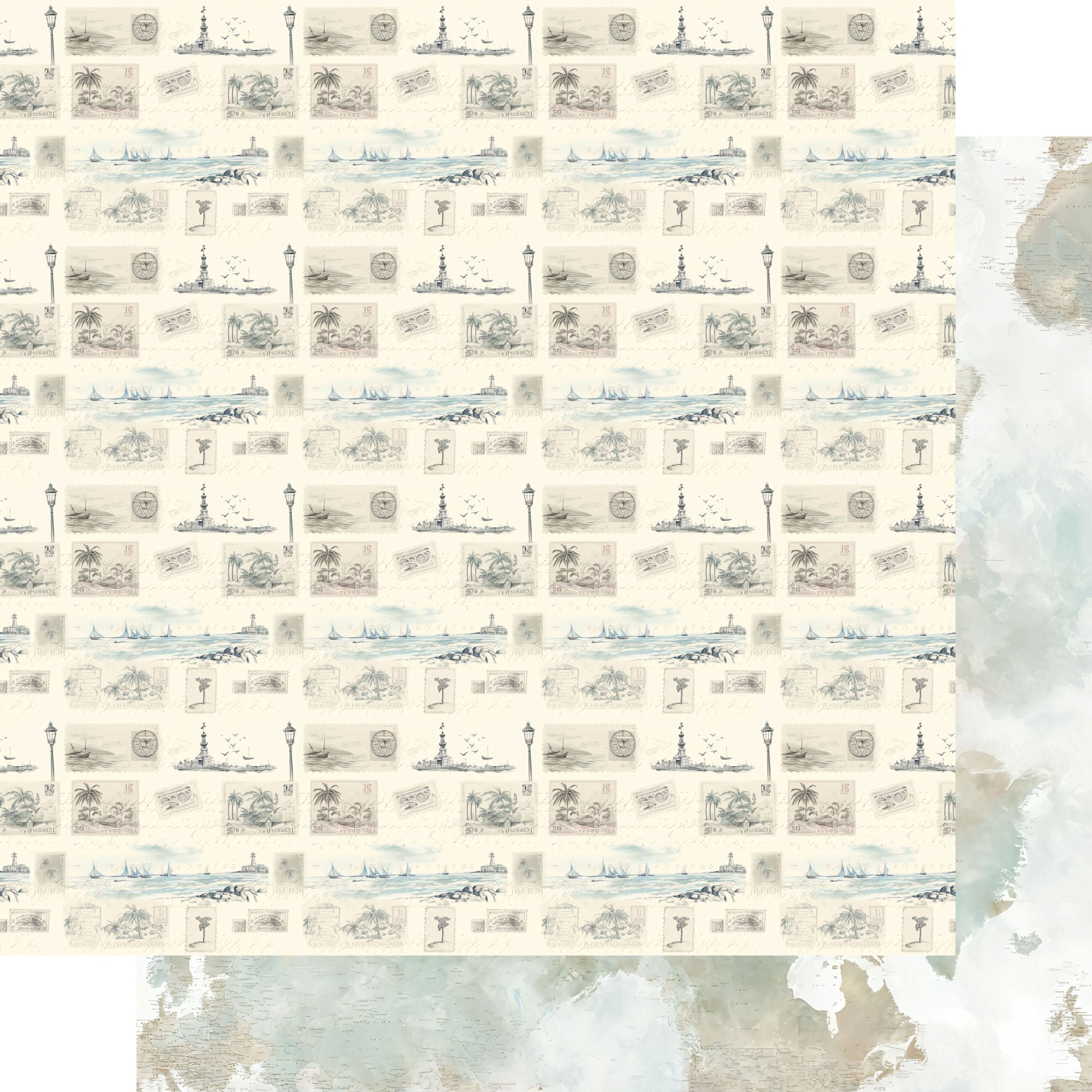 Retro Travel Collection Postcards From Paradise 12 x 12 Double-Sided Scrapbook Paper by SSC Designs