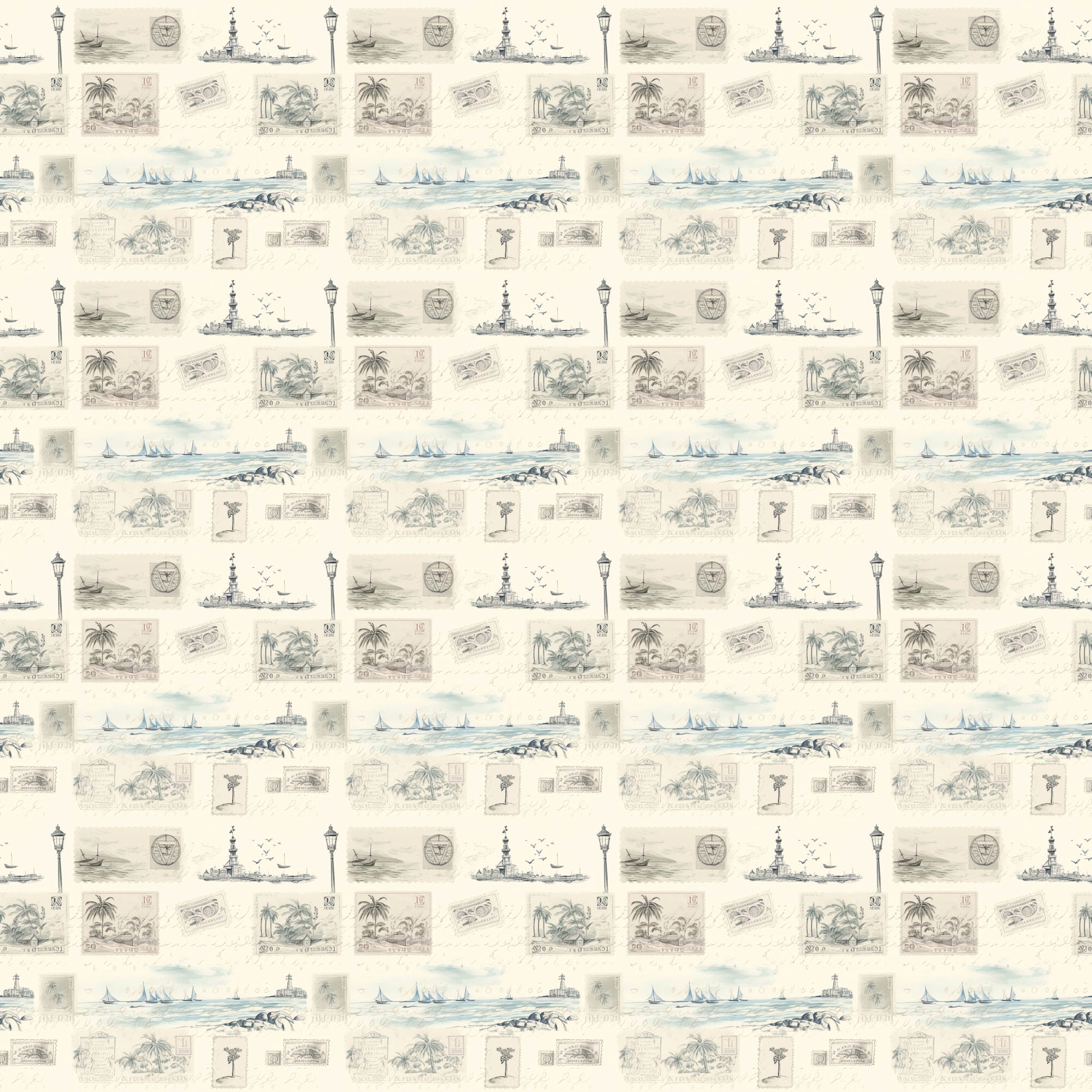 Retro Travel Collection Postcards From Paradise 12 x 12 Double-Sided Scrapbook Paper by SSC Designs