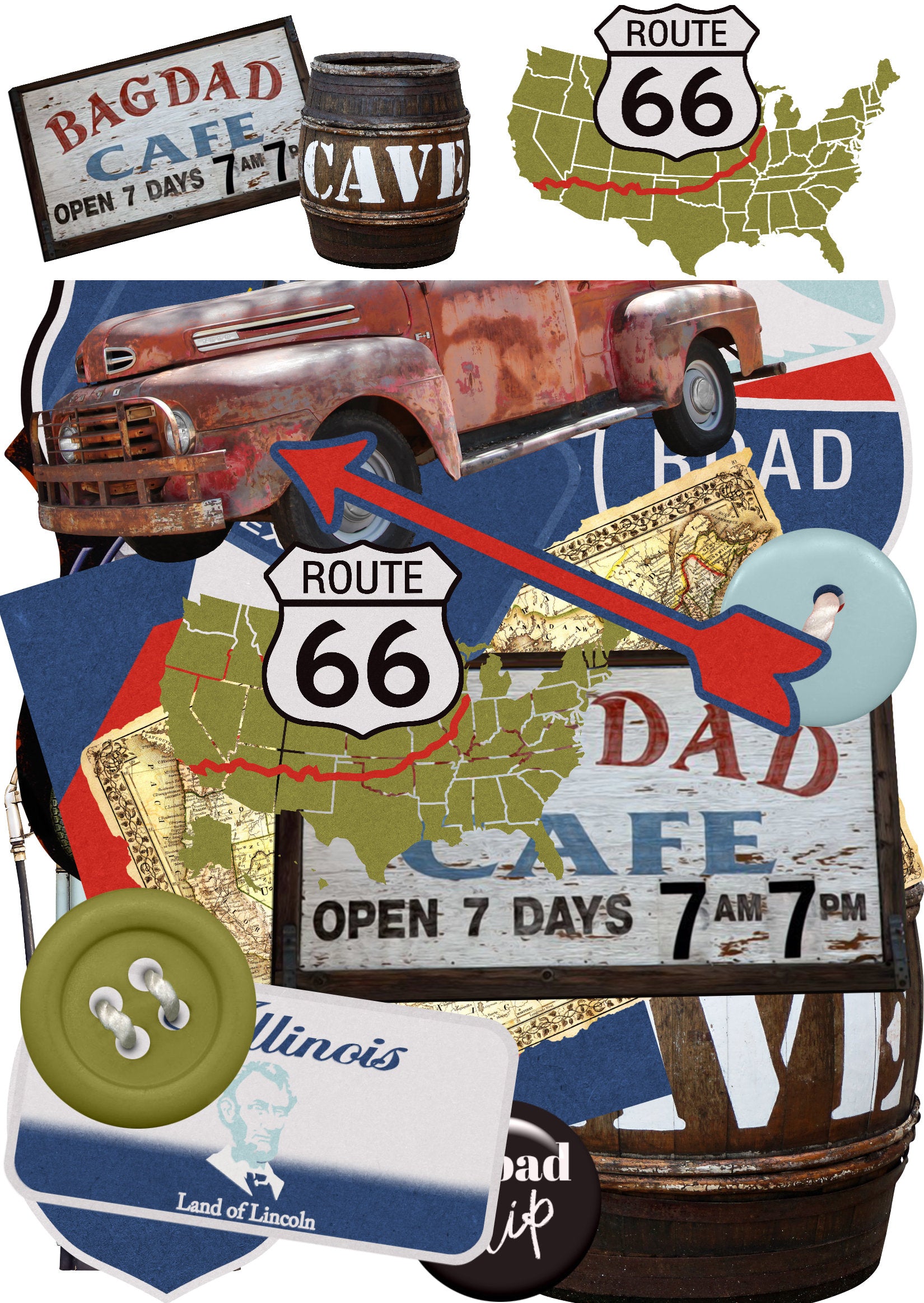 Route 66 Collection Laser Cut Scrapbook Ephemera Embellishments by SSC Designs