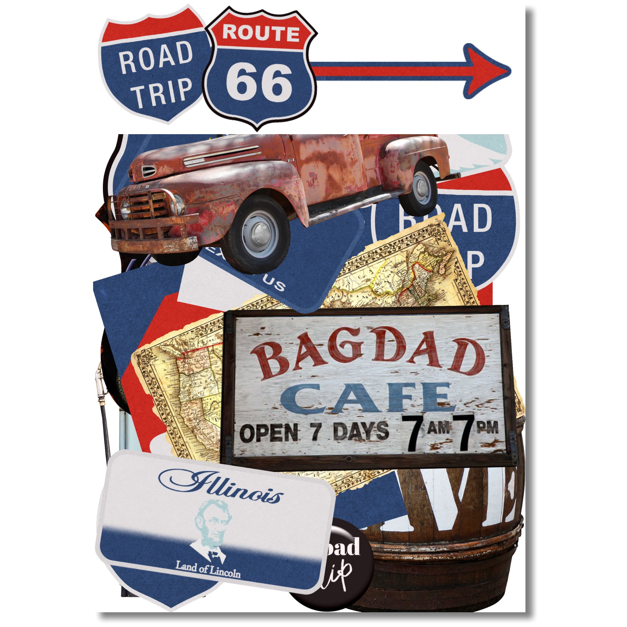 Road Trip Route 66 Collection Laser Cut Scrapbook Ephemera Embellishments by SSC Designs