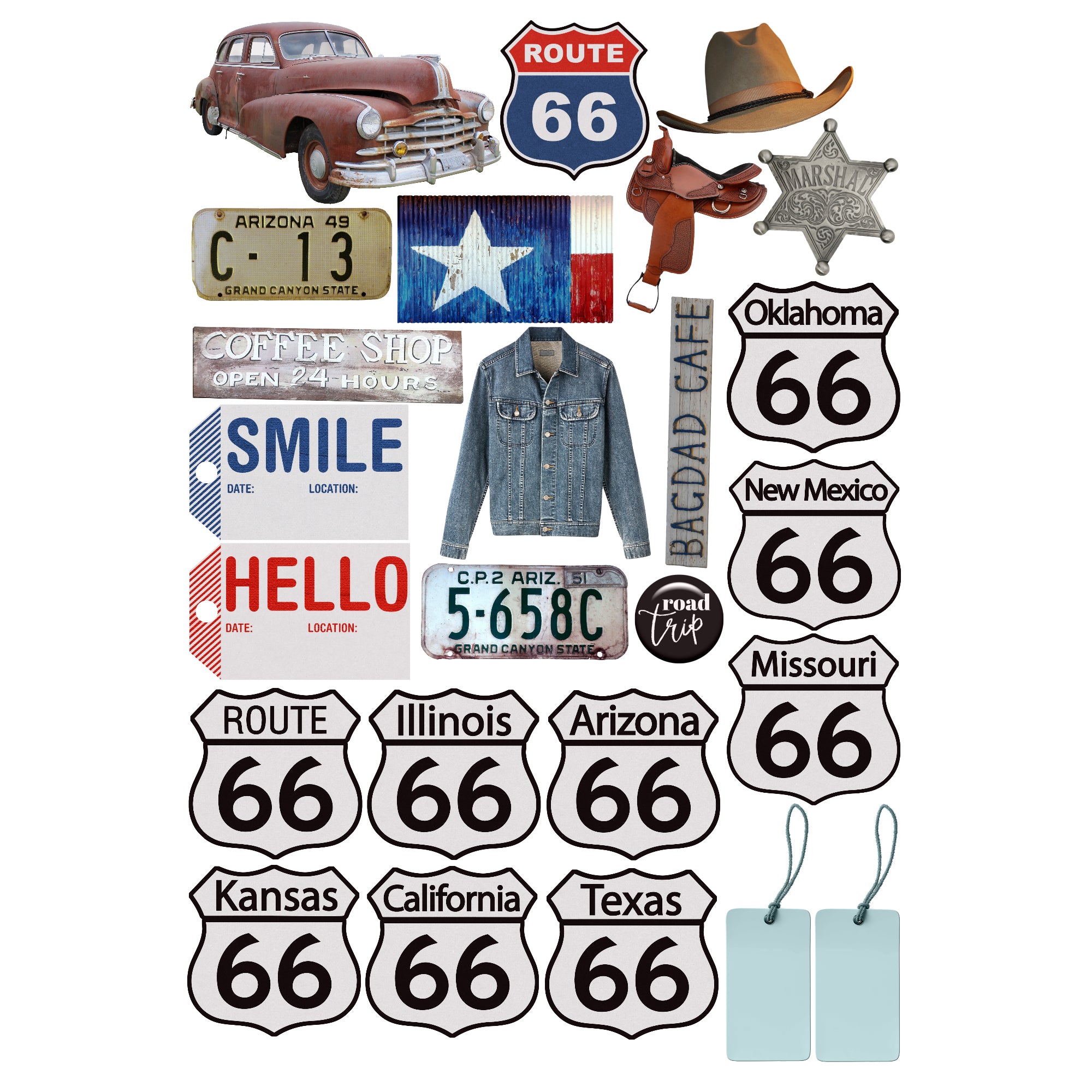 Road Trip Route 66 12 x 12 Scrapbook Paper & Embellishment Kit by SSC Designs