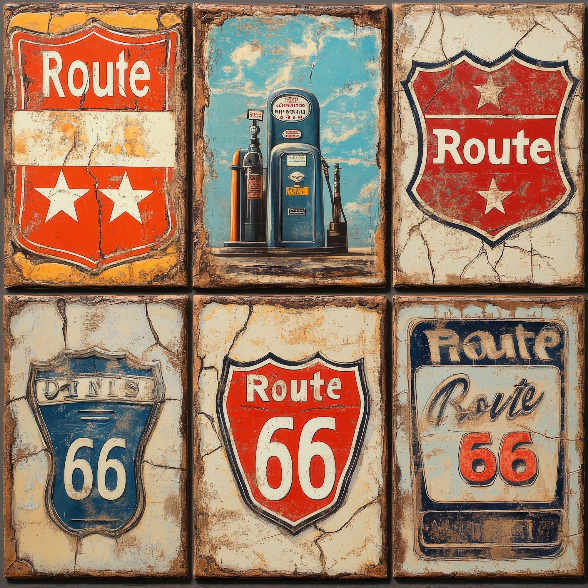 Road Trip Route 66 Collection Pit Stop Postcards 12 x 12 Double-Sided Scrapbook Paper by SSC Designs
