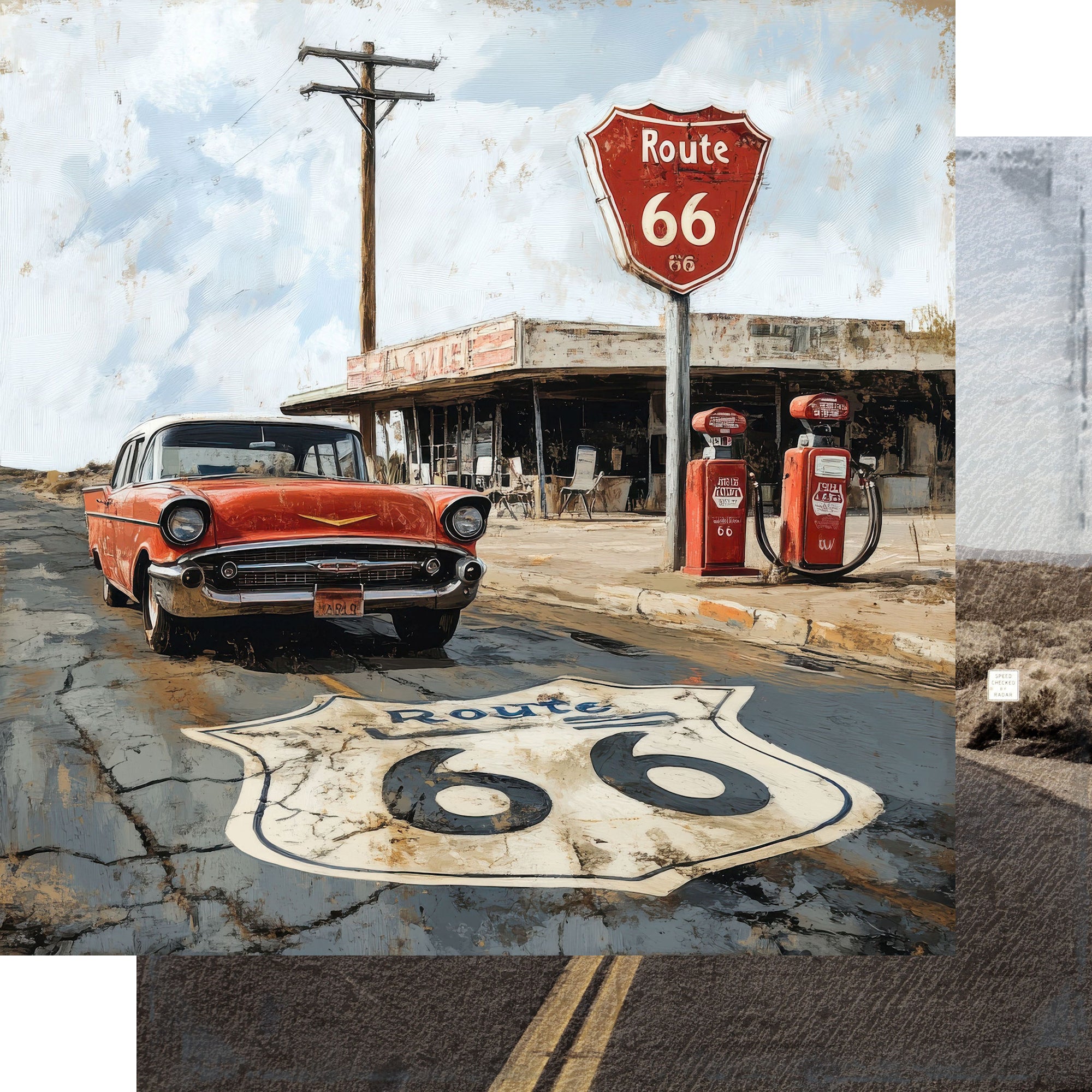 Road Trip Route 66 12 x 12 Scrapbook Paper & Embellishment Kit by SSC Designs