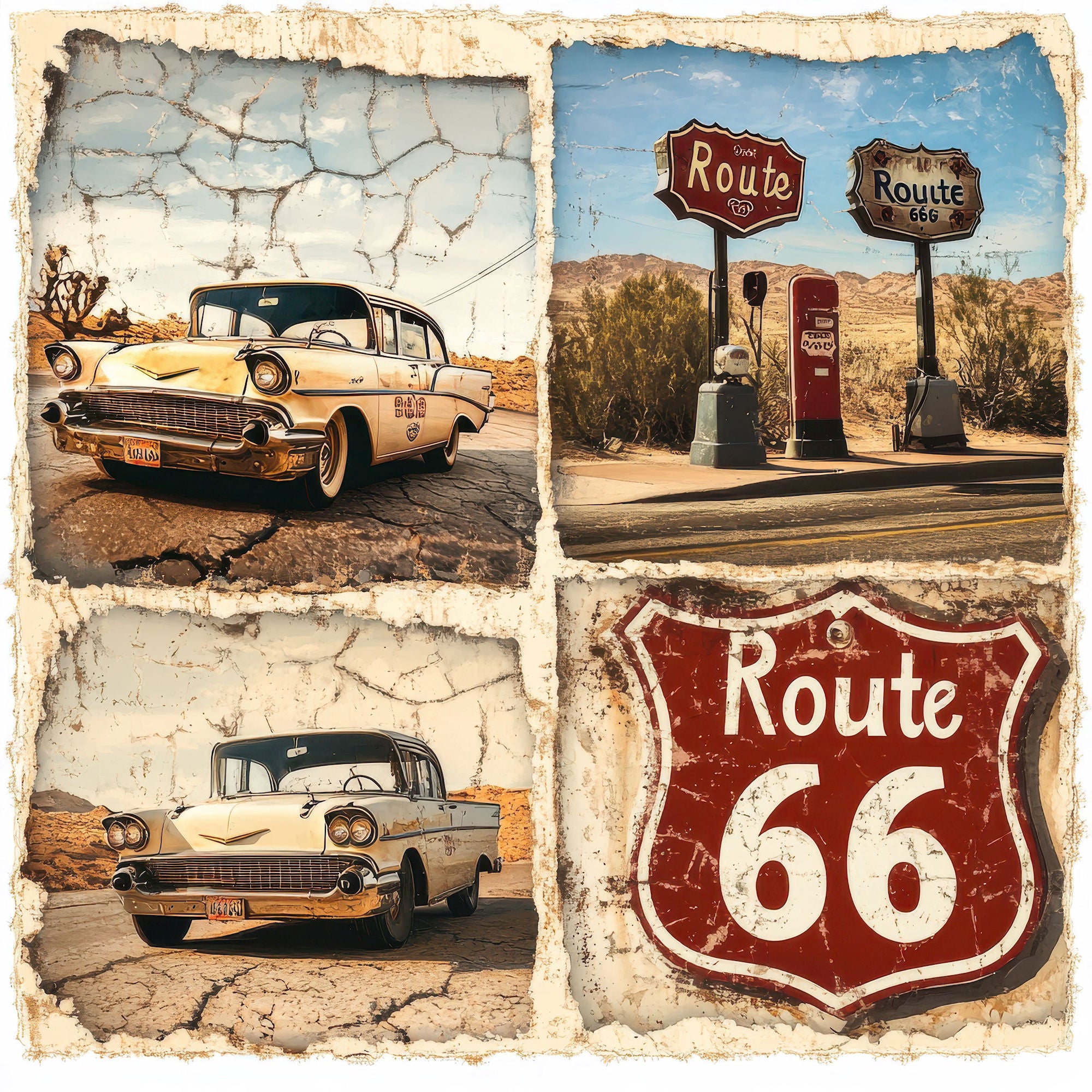 Road Trip Route 66 Collection Route 66 Roadmap 12 x 12 Double-Sided Scrapbook Paper by SSC Designs