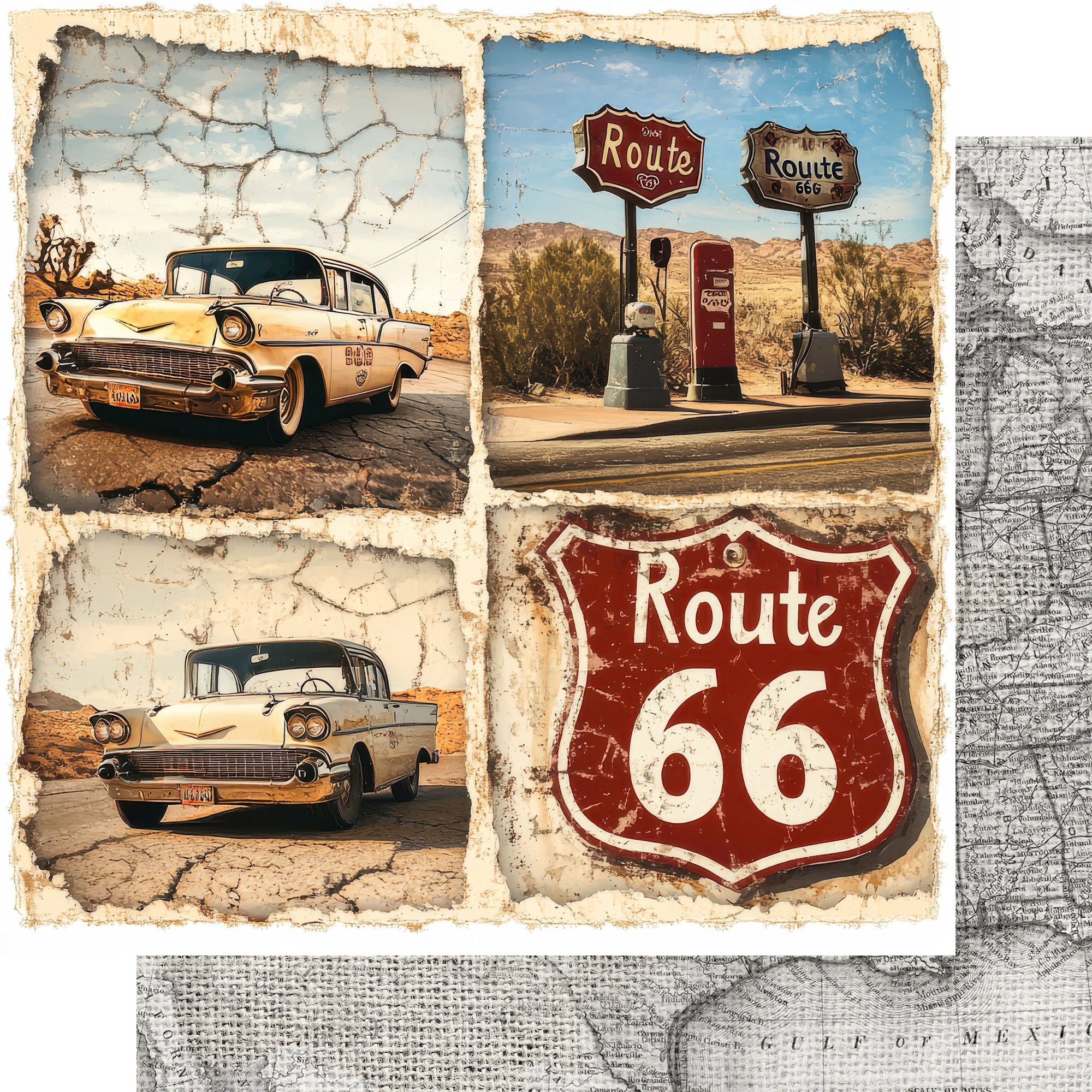 Road Trip Route 66 12 x 12 Scrapbook Paper & Embellishment Kit by SSC Designs