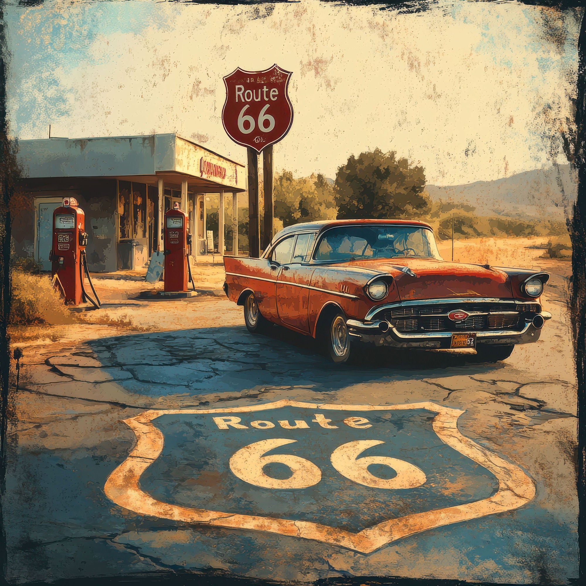 Road Trip Route 66 Collection Souvenir Strip 12 x 12 Double-Sided Scrapbook Paper by SSC Designs