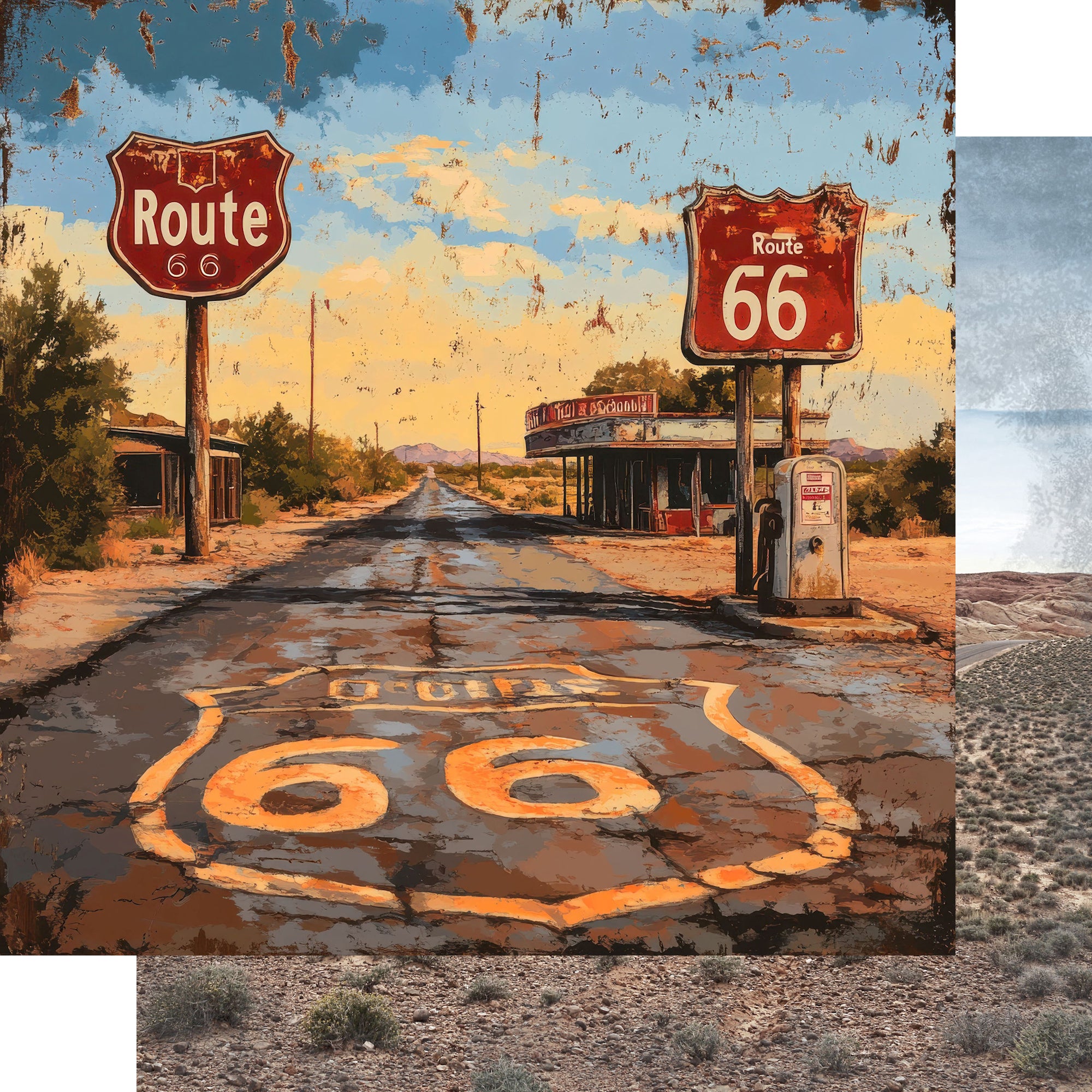 Road Trip Route 66 12 x 12 Scrapbook Paper & Embellishment Kit by SSC Designs