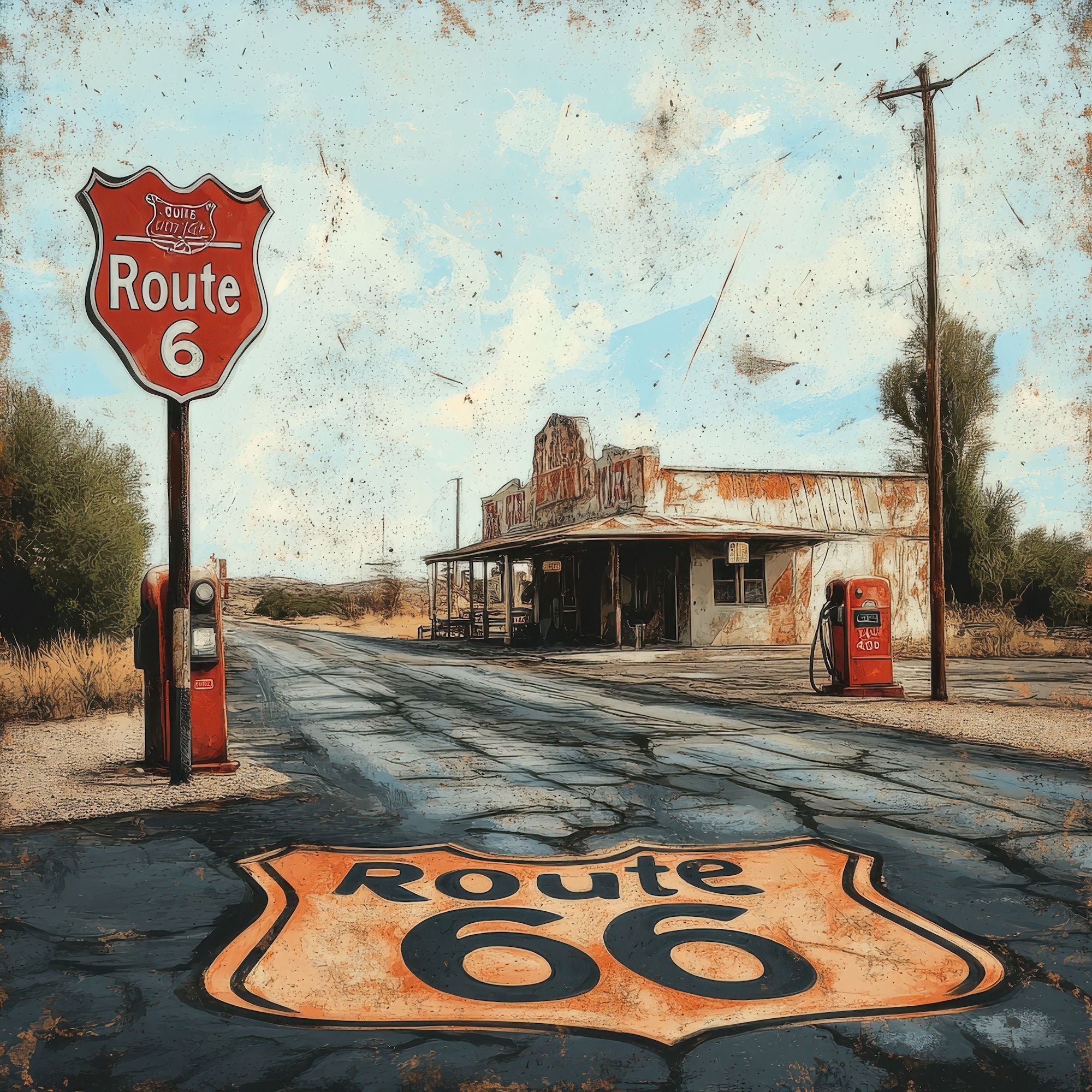 Road Trip Route 66 Collection Bagdad Cafe Break 12 x 12 Double-Sided Scrapbook Paper by SSC Designs