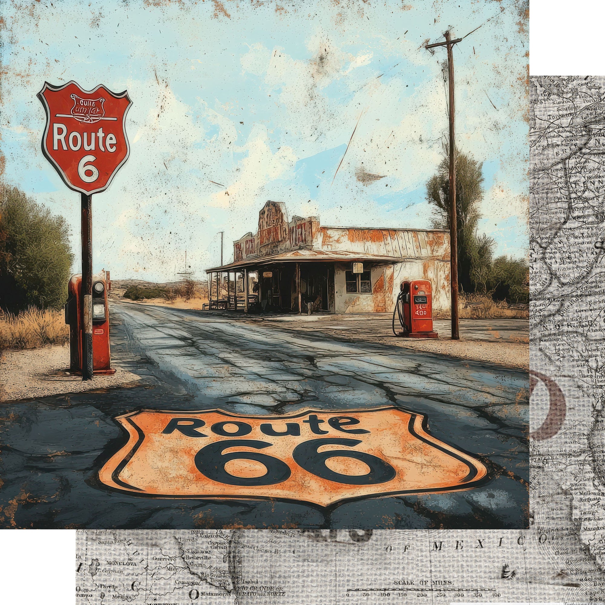 Road Trip Route 66 12 x 12 Scrapbook Paper & Embellishment Kit by SSC Designs