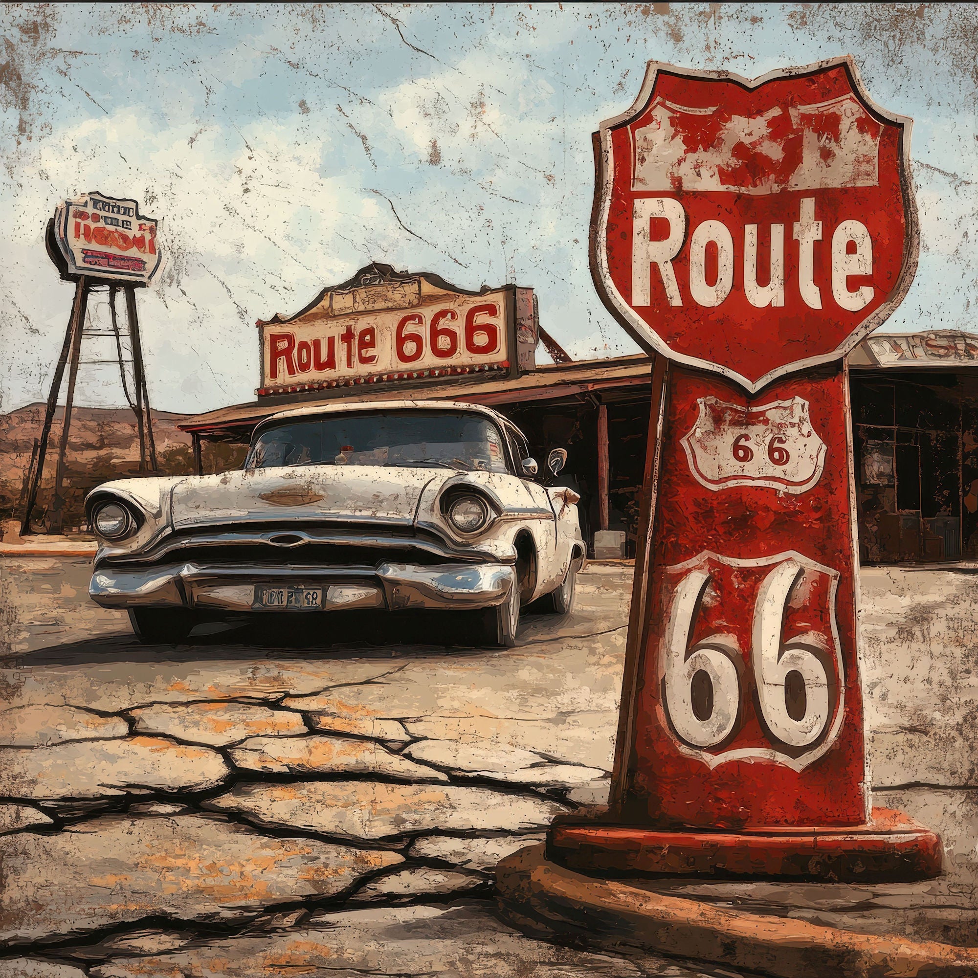 Road Trip Route 66 Collection Route Rambler 12 x 12 Double-Sided Scrapbook Paper by SSC Designs