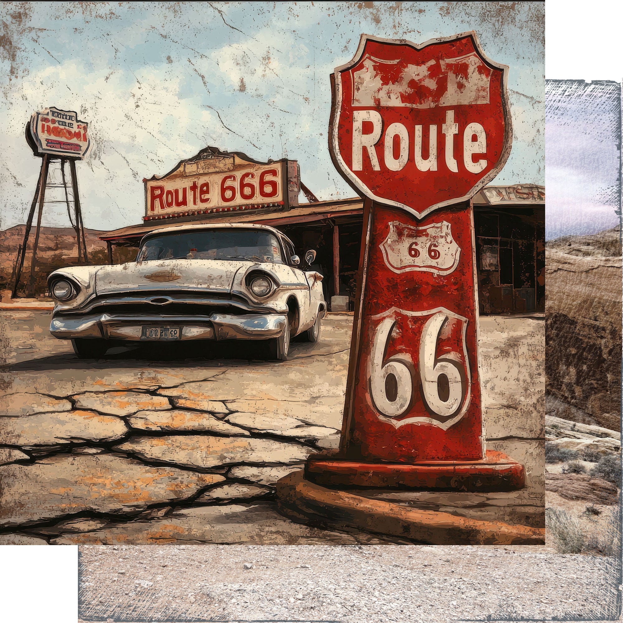 Road Trip Route 66 12 x 12 Scrapbook Paper & Embellishment Kit by SSC Designs