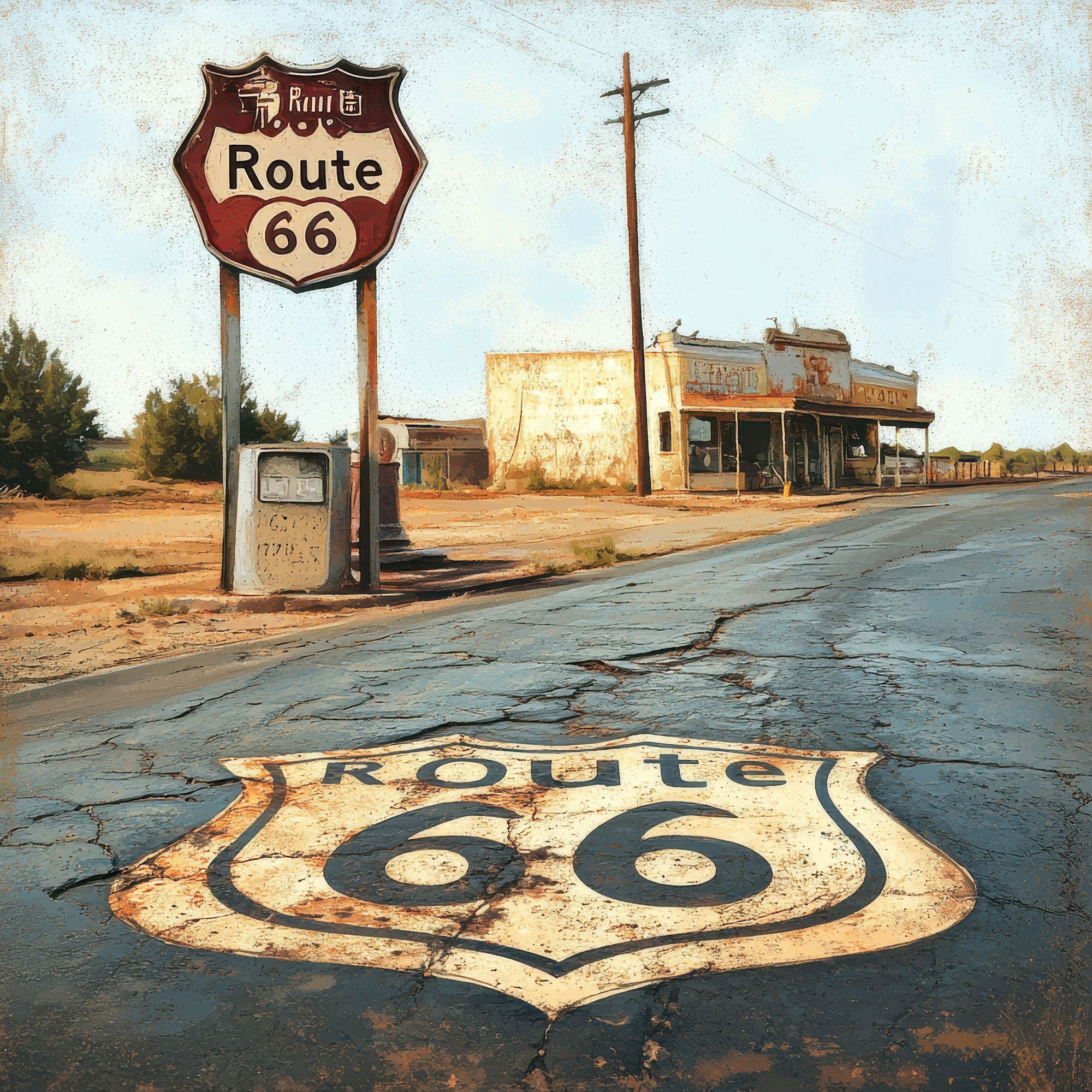 Road Trip Route 66 Collection Open Road Oasis 12 x 12 Double-Sided Scrapbook Paper by SSC Designs