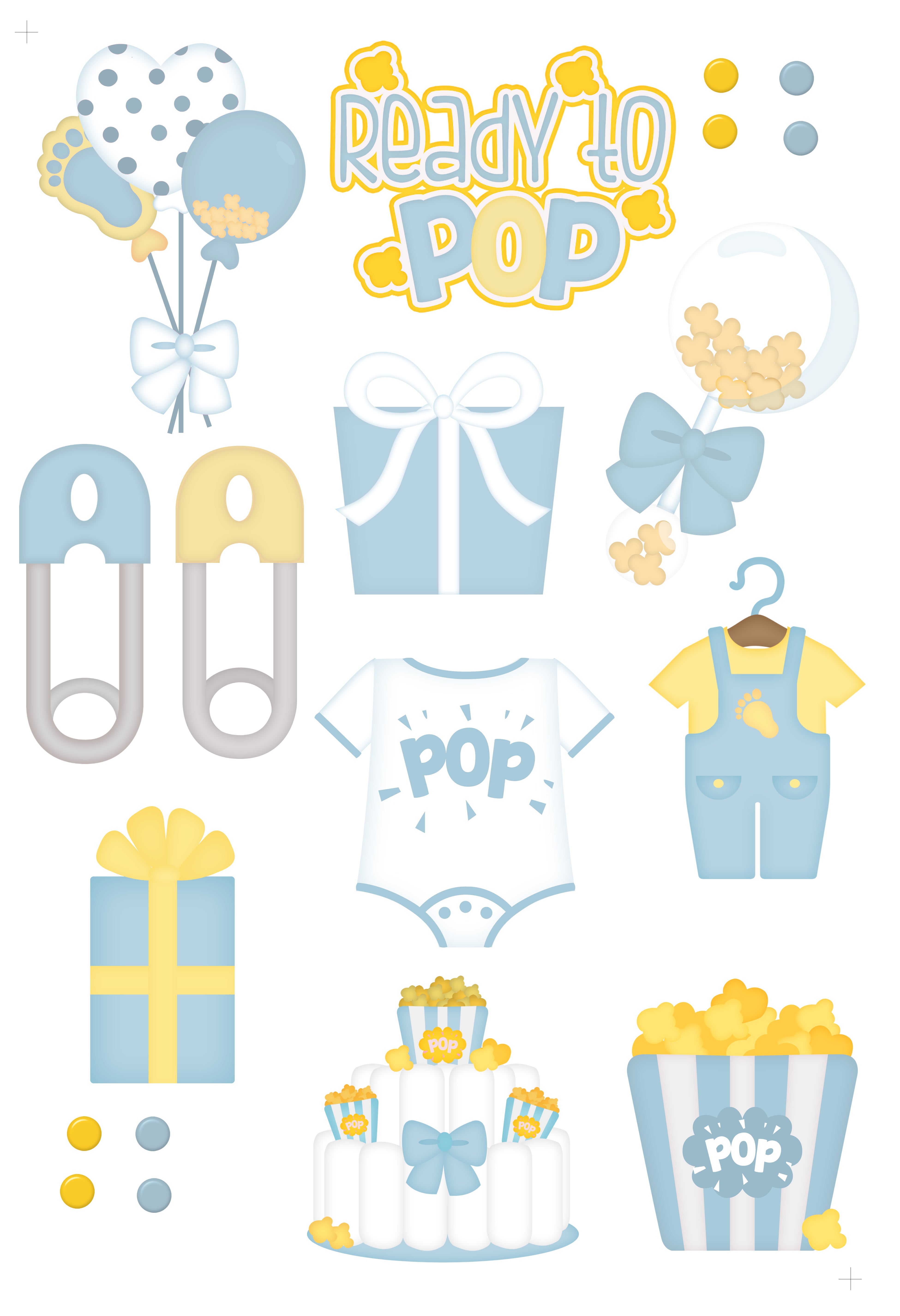 Ready To Pop Collection Baby Boy Laser Cut Scrapbook Ephemera Embellishments by SSC Designs