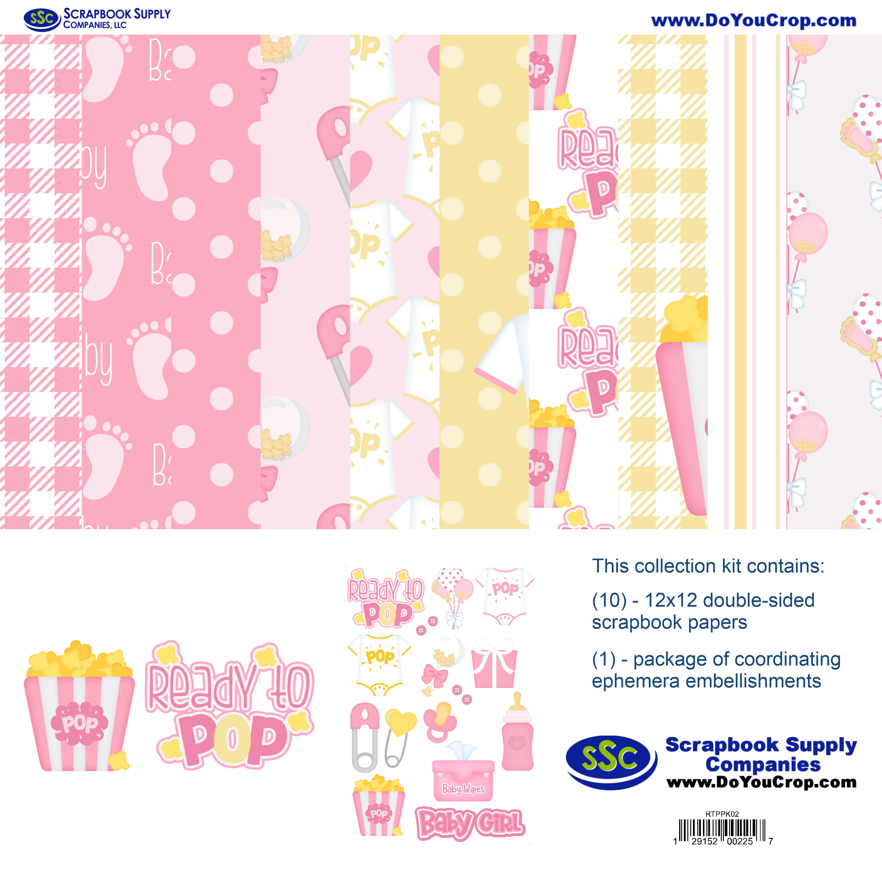 Ready To Pop Collection Baby Girl Scrapbook Paper & Embellishment Kit by SSC Designs