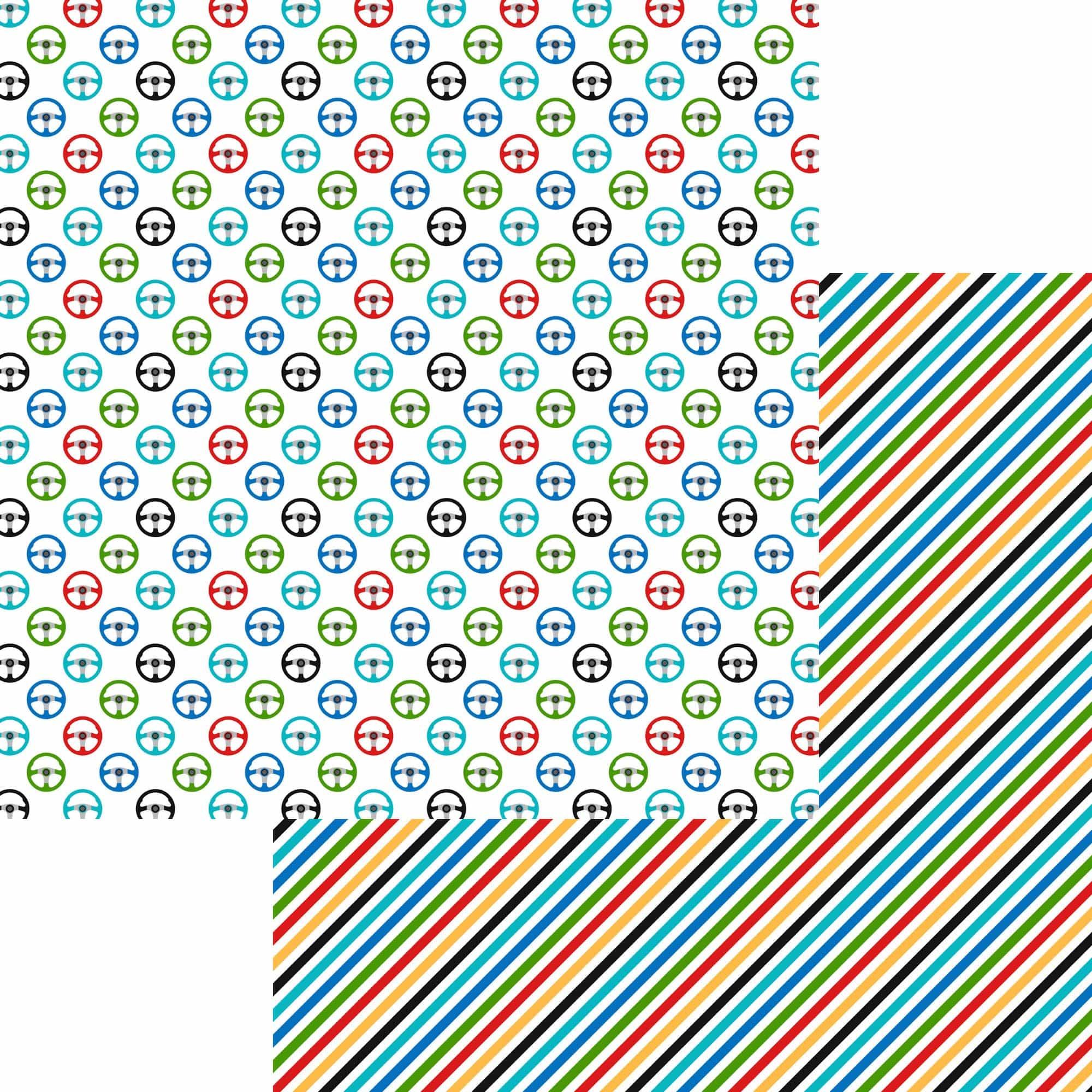 Rev Your Engine Collection Steering Wheels 12 x 12 Double-Sided Scrapbook Paper by SSC Designs