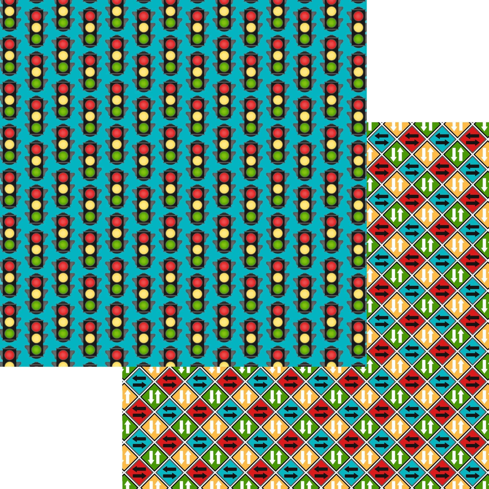 Rev Your Engine Collection Green Light 12 x 12 Double-Sided Scrapbook Paper by SSC Designs