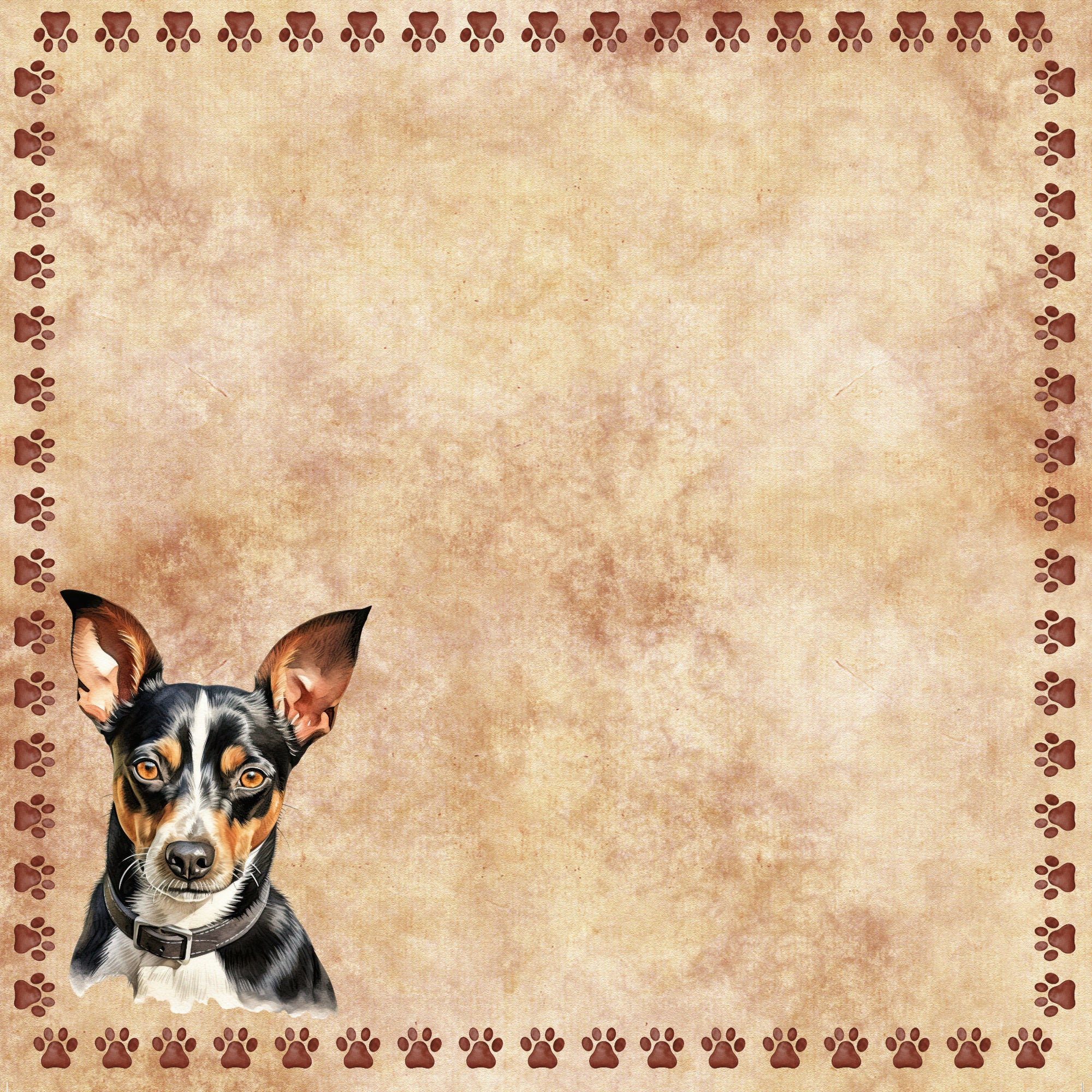 Dog Breeds Collection Rat Terrier 12 x 12 Double-Sided Scrapbook Paper by SSC Designs