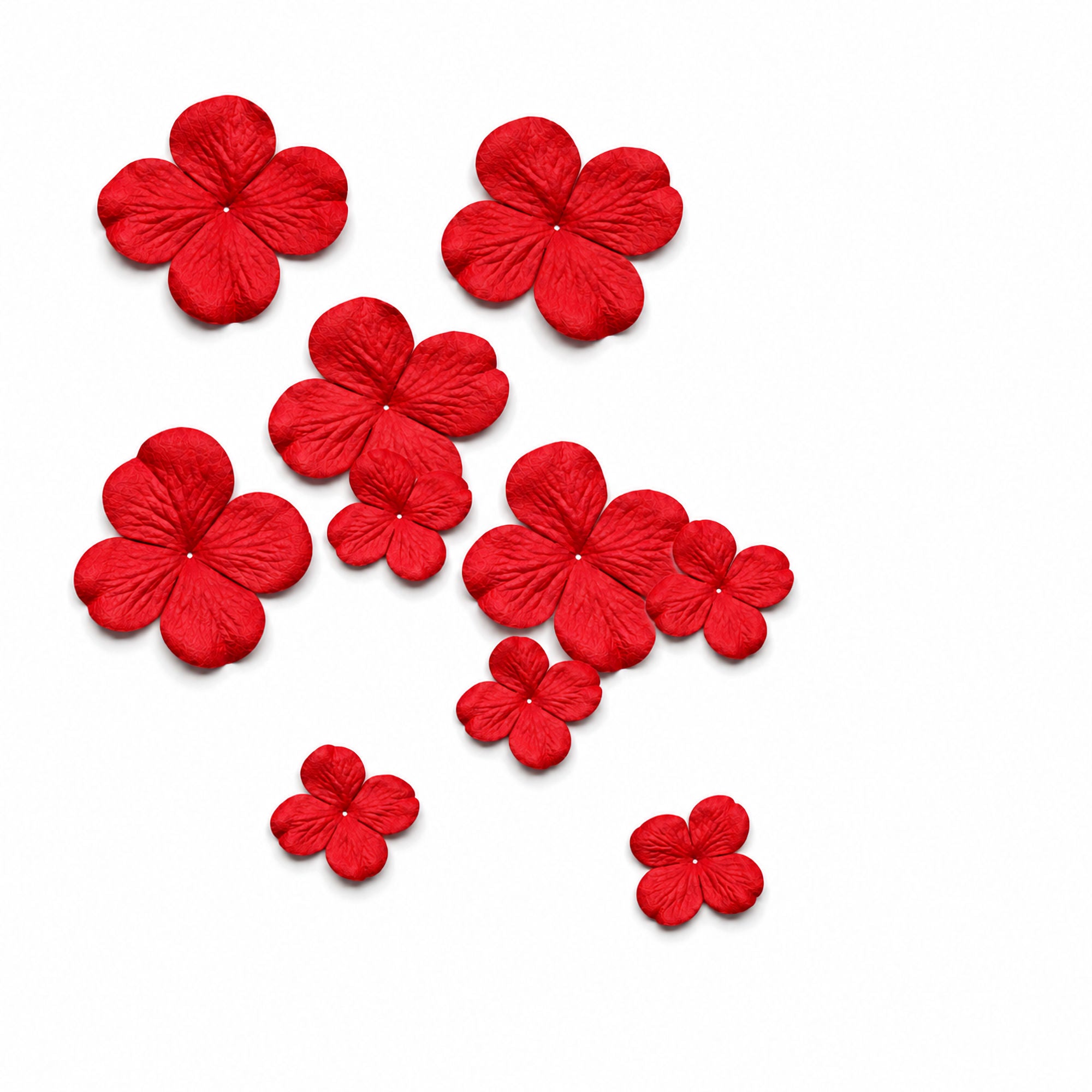 Petal Party Collection Real Red 1", 1.75" Hydrangea Flowers - Pkg. of 20