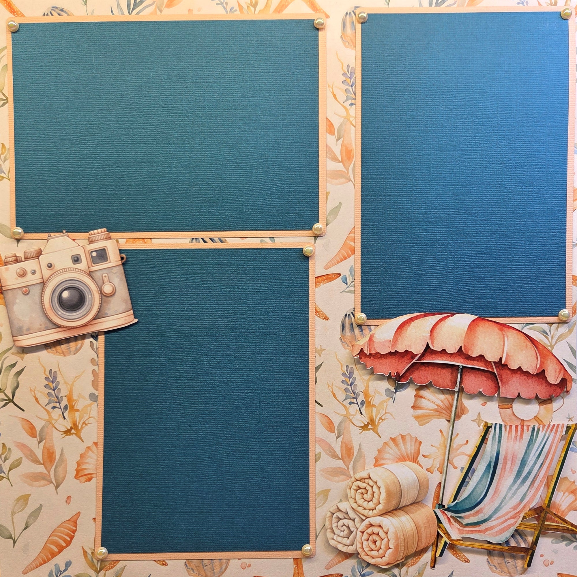 Beach Dreams (2) - 12 x 12 Pages, Fully-Assembled & Hand-Crafted 3D Scrapbook Premade by SSC Designs