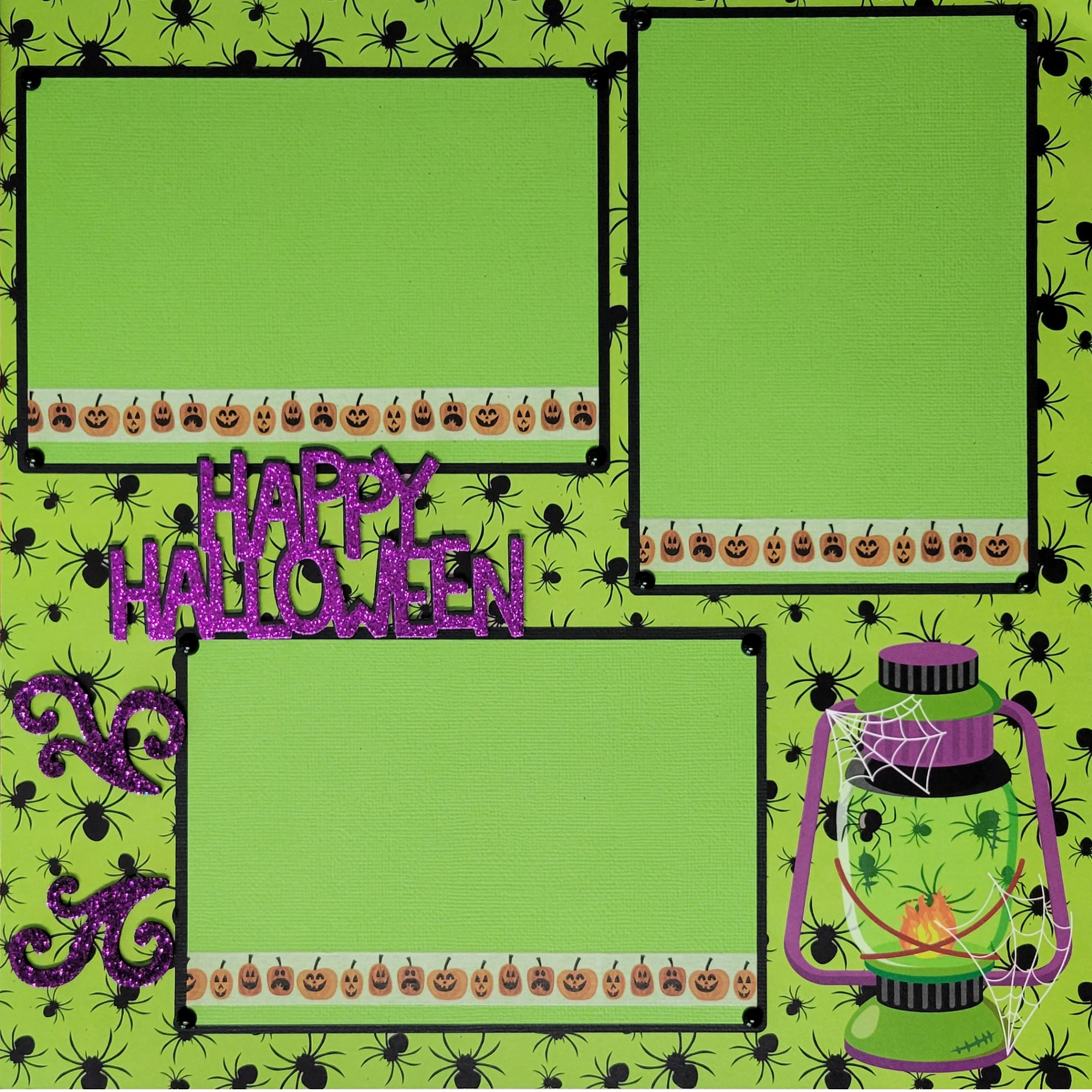 Happy Camp-o-ween (2) - 12 x 12 Pages, Fully-Assembled & Hand-Crafted 3D Scrapbook Premade by SSC Designs