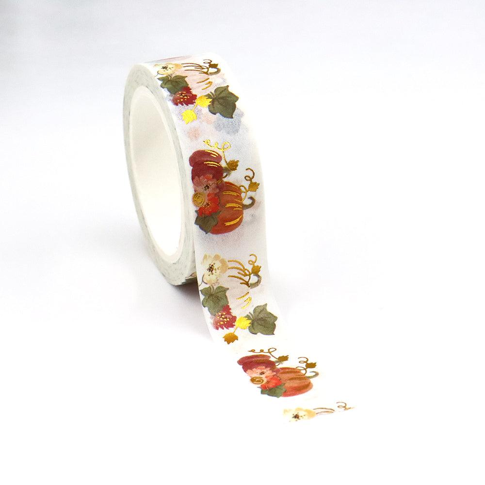 TW Collection Gold Foil Elegant Pumpkins Washi Tape by SSC Designs - 15mm x 30 Feet - Scrapbook Supply Companies