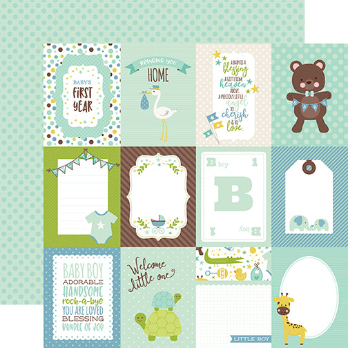 Sweet Baby Boy Collection 3x4 Journaling Cards 12 x 12 Double-Sided Scrapbook Paper by Echo Park Paper