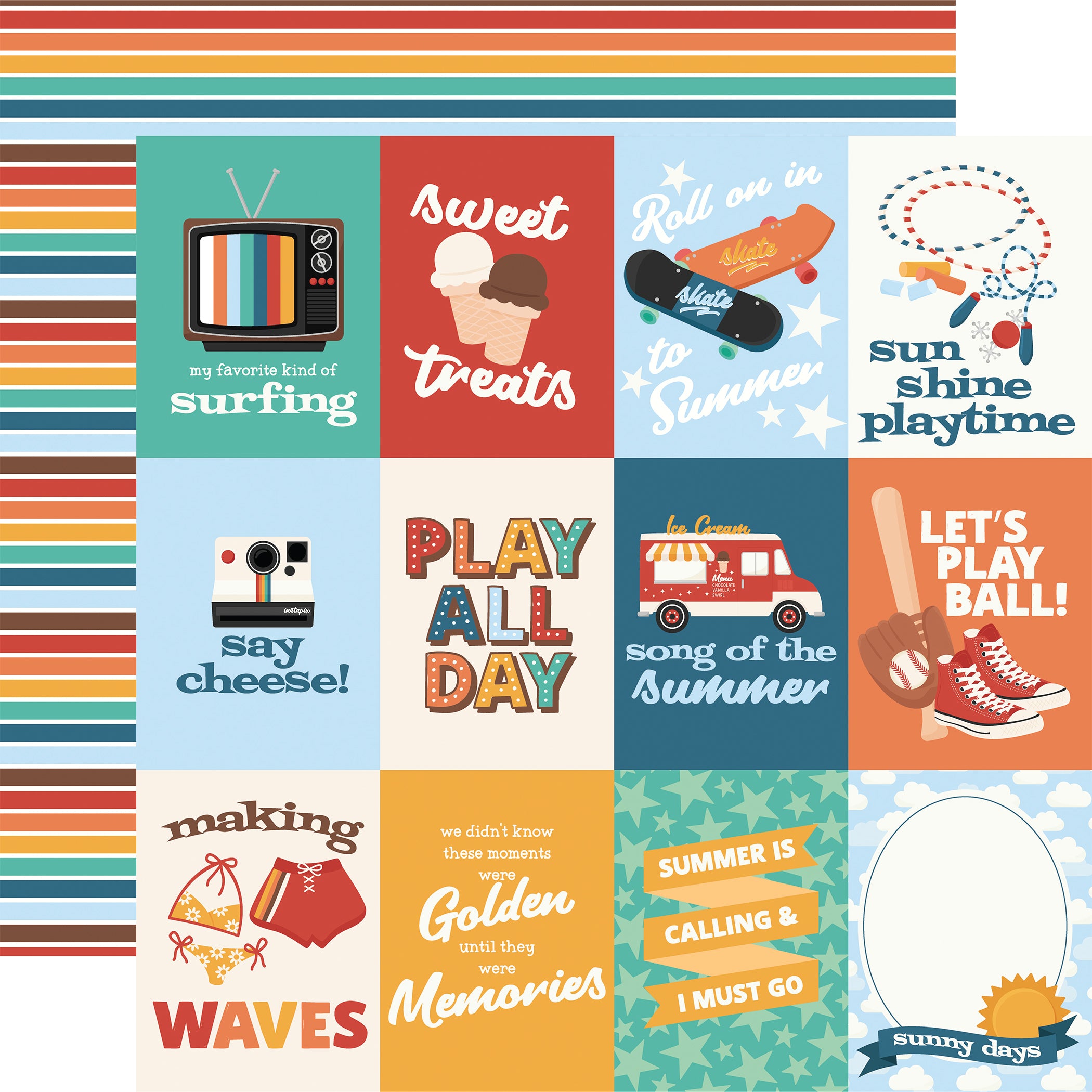 Summer Break Scrapbook Paper & Sticker Collection Kit by Echo Park Paper - 13 Pieces