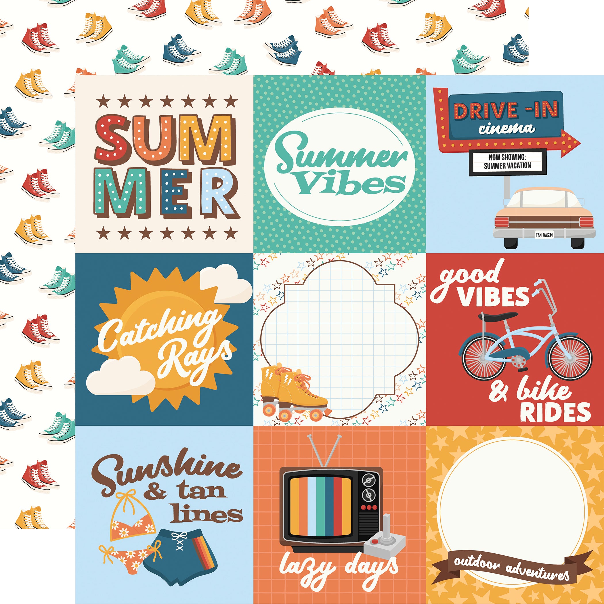 Summer Break Scrapbook Paper & Sticker Collection Kit by Echo Park Paper - 13 Pieces
