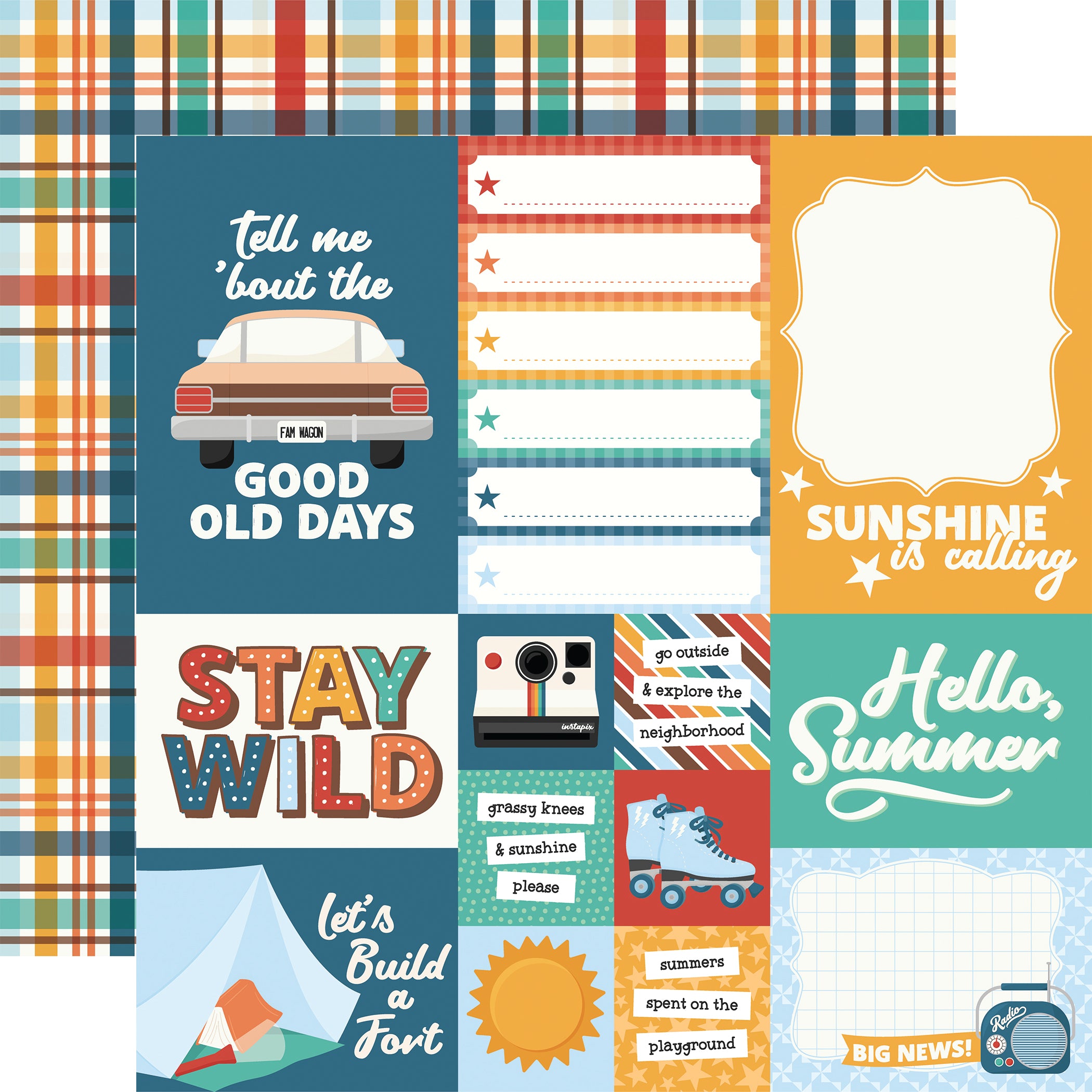 Summer Break Scrapbook Paper & Sticker Collection Kit by Echo Park Paper - 13 Pieces