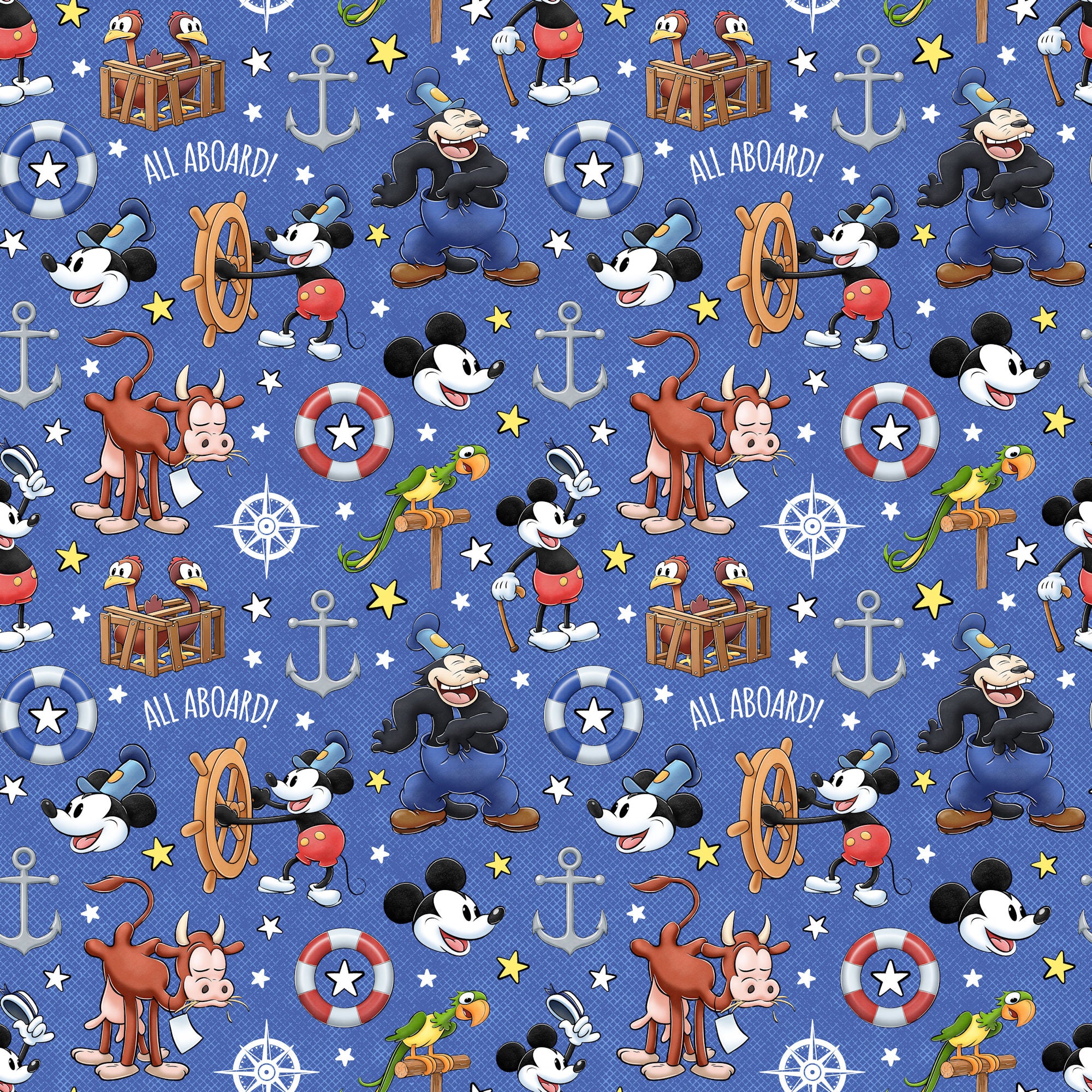 Steamboat Willie Collection Anchors Away 12 x 12 Double-Sided Scrapbook Paper by SSC Designs