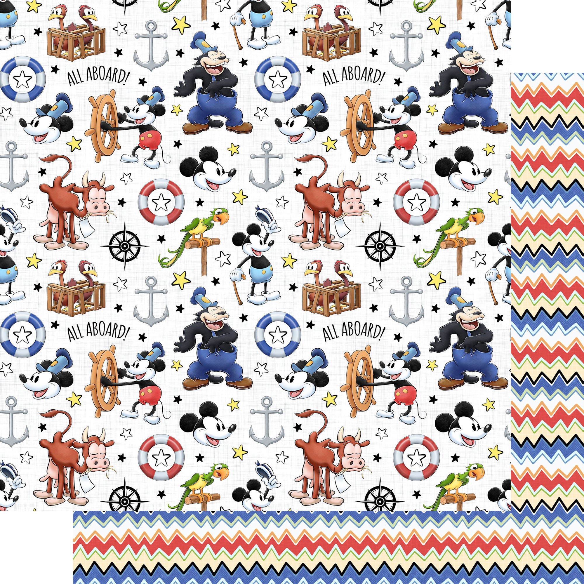 Steamboat Willie Collection Willie & Friends 12 x 12 Double-Sided Scrapbook Paper by SSC Designs