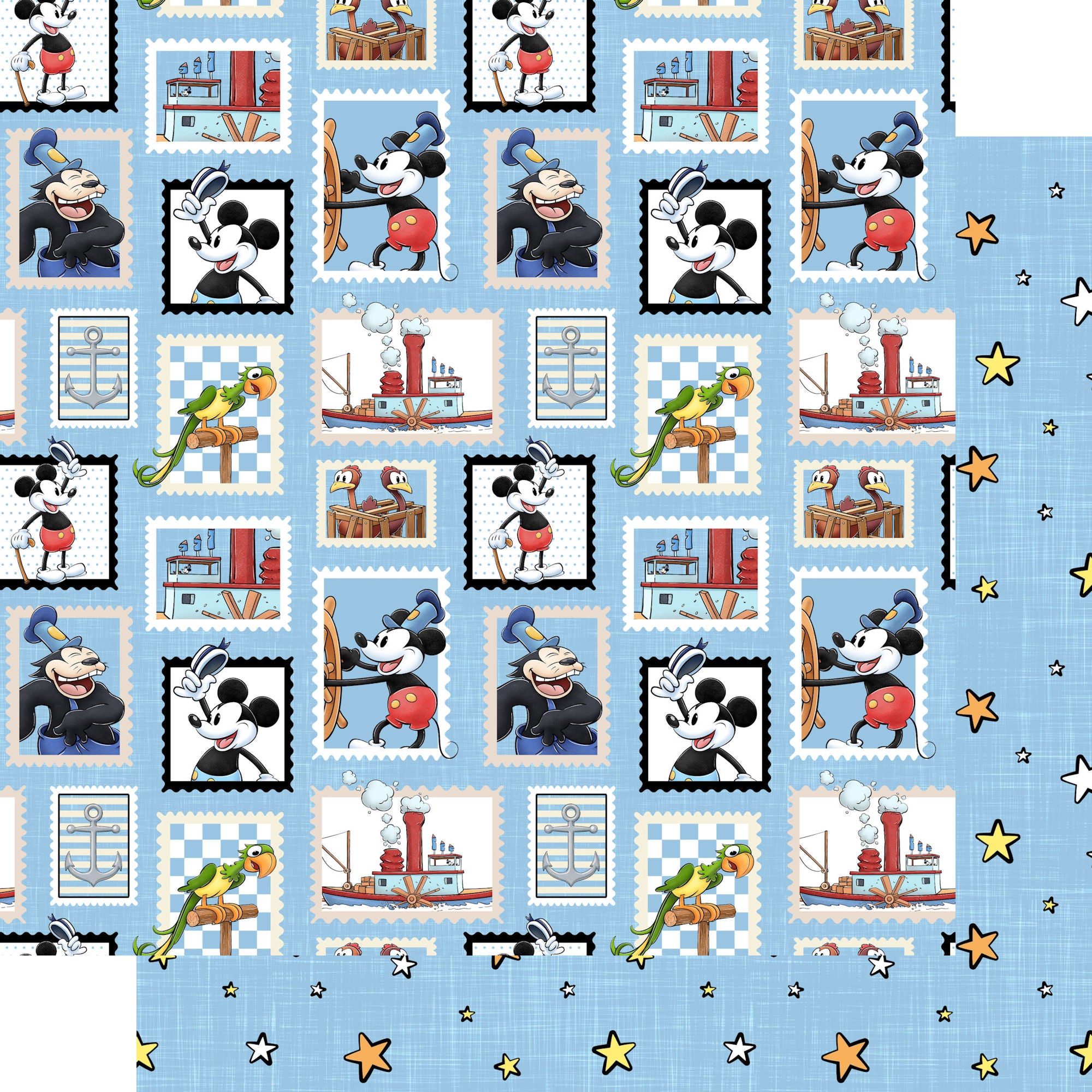 Steamboat Willie Collection Steamboat Stamps 12 x 12 Double-Sided Scrapbook Paper by SSC Designs