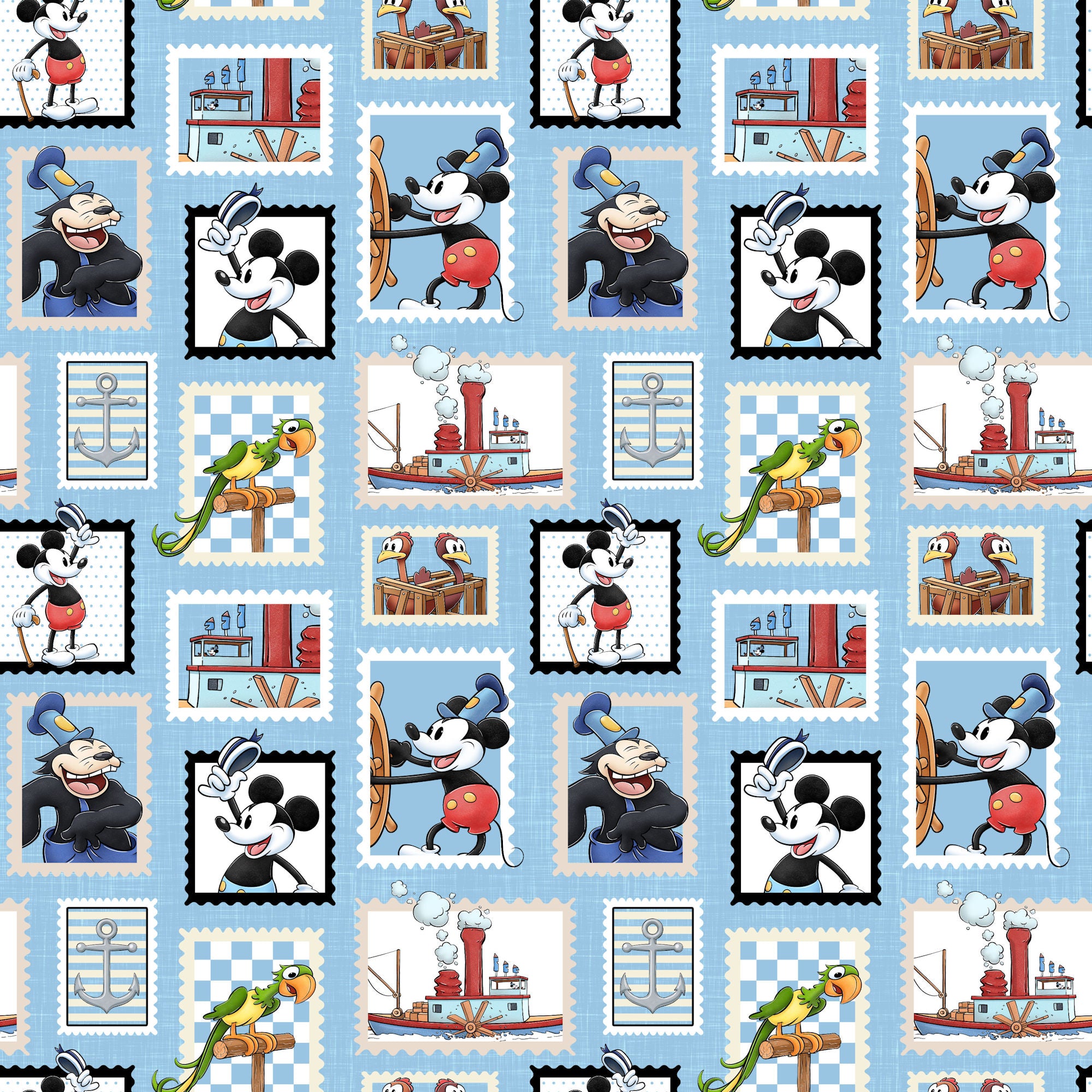 Steamboat Willie Collection Steamboat Stamps 12 x 12 Double-Sided Scrapbook Paper by SSC Designs