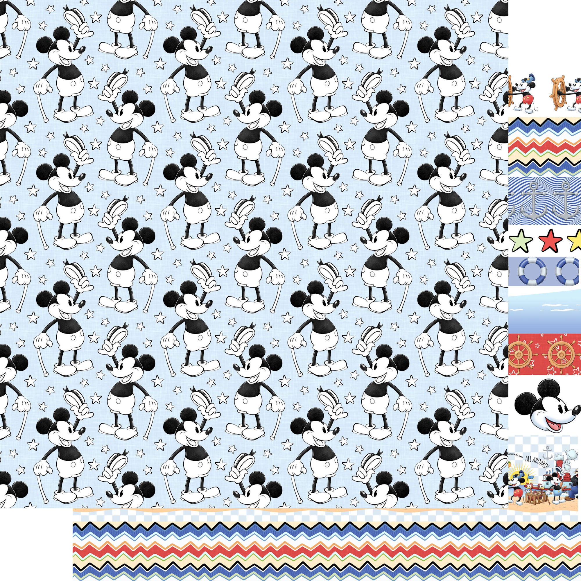 Steamboat Willie Collection Steamboat Stripes 12 x 12 Double-Sided Scrapbook Paper by SSC Designs