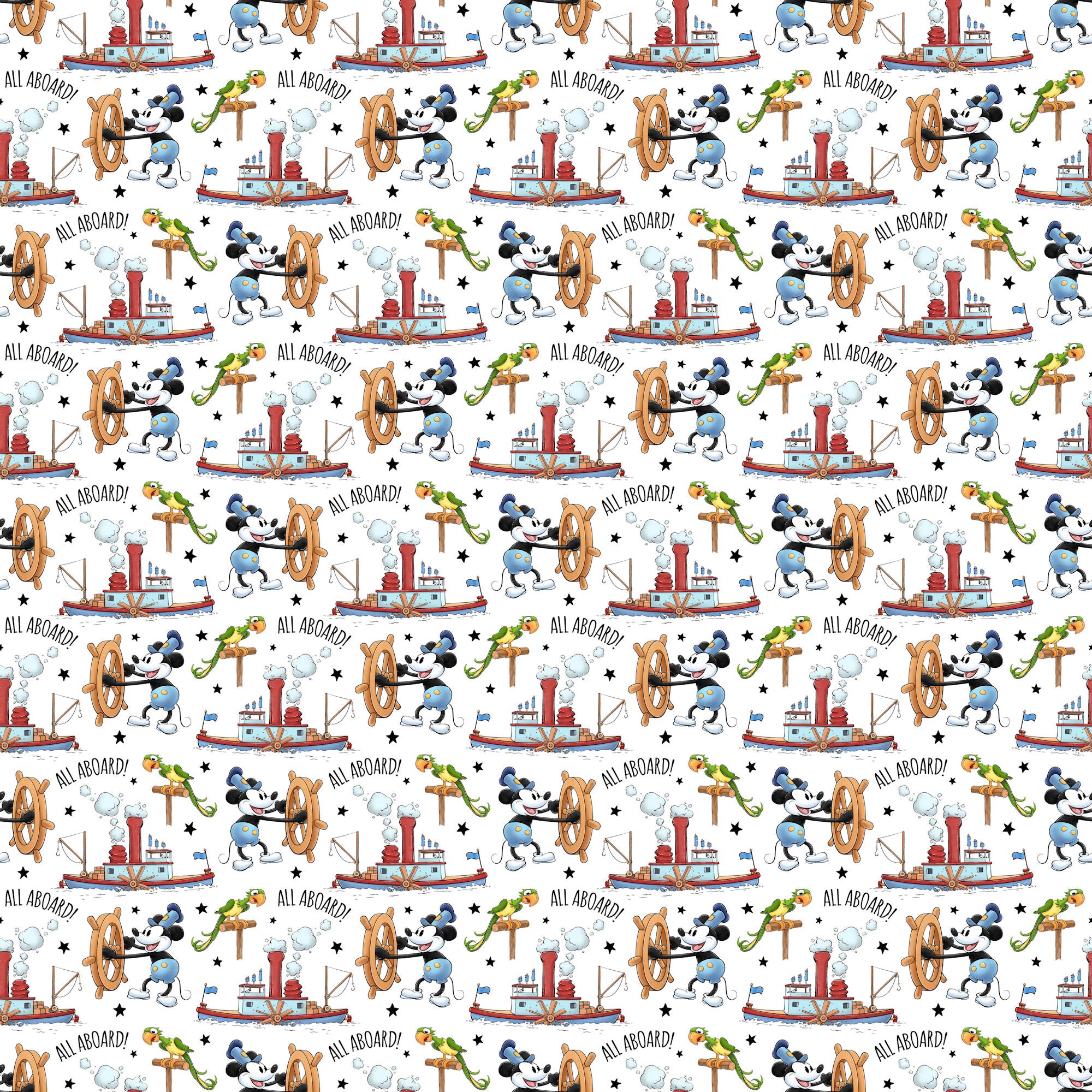 Steamboat Willie Collection All Aboard 12 x 12 Double-Sided Scrapbook Paper by SSC Designs