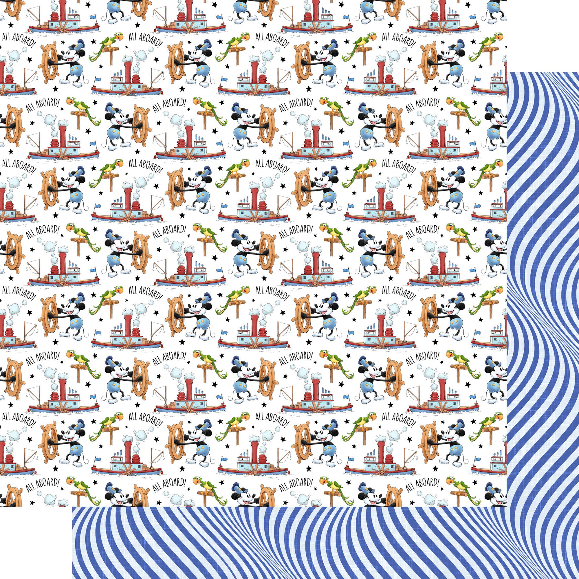 Steamboat Willie Collection All Aboard 12 x 12 Double-Sided Scrapbook Paper by SSC Designs