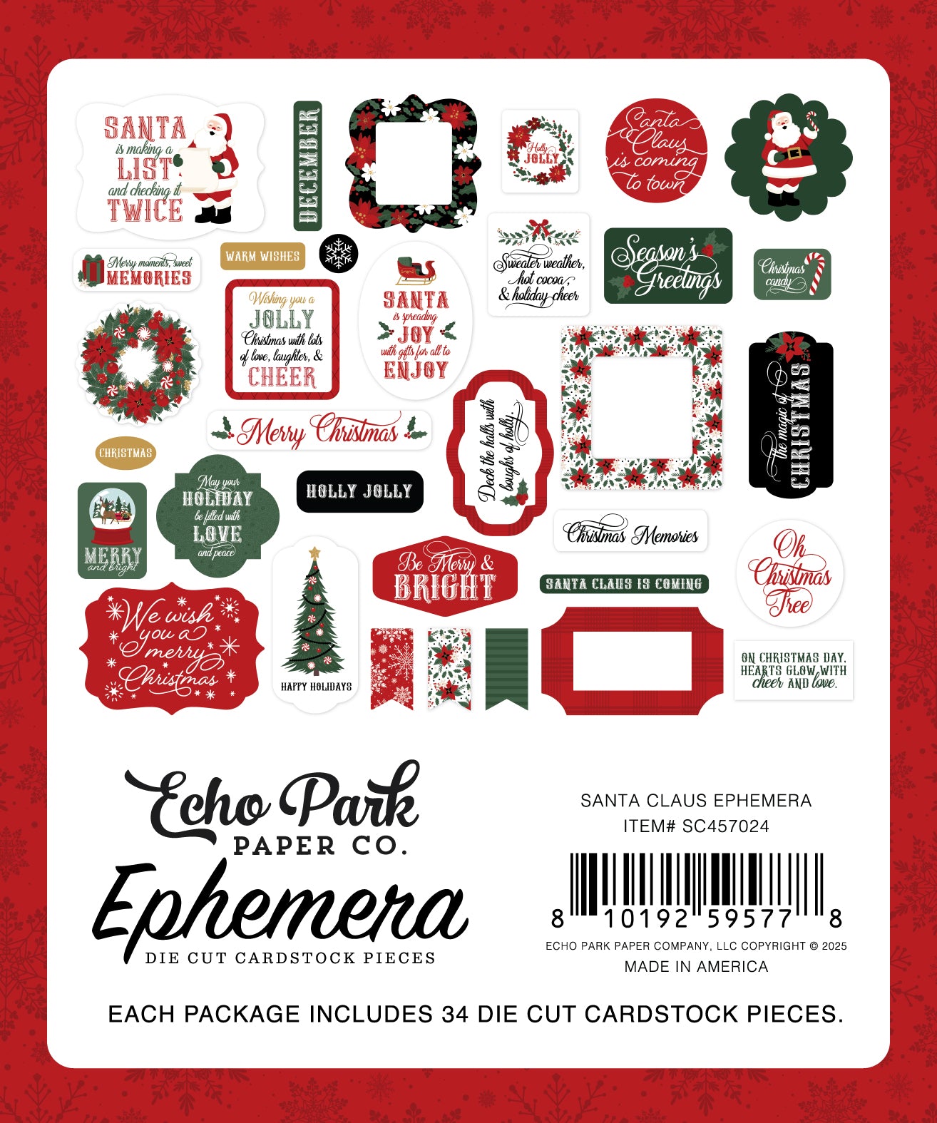 Santa Claus Collection Ephemera Scrapbook Embellishments by Echo Park Paper