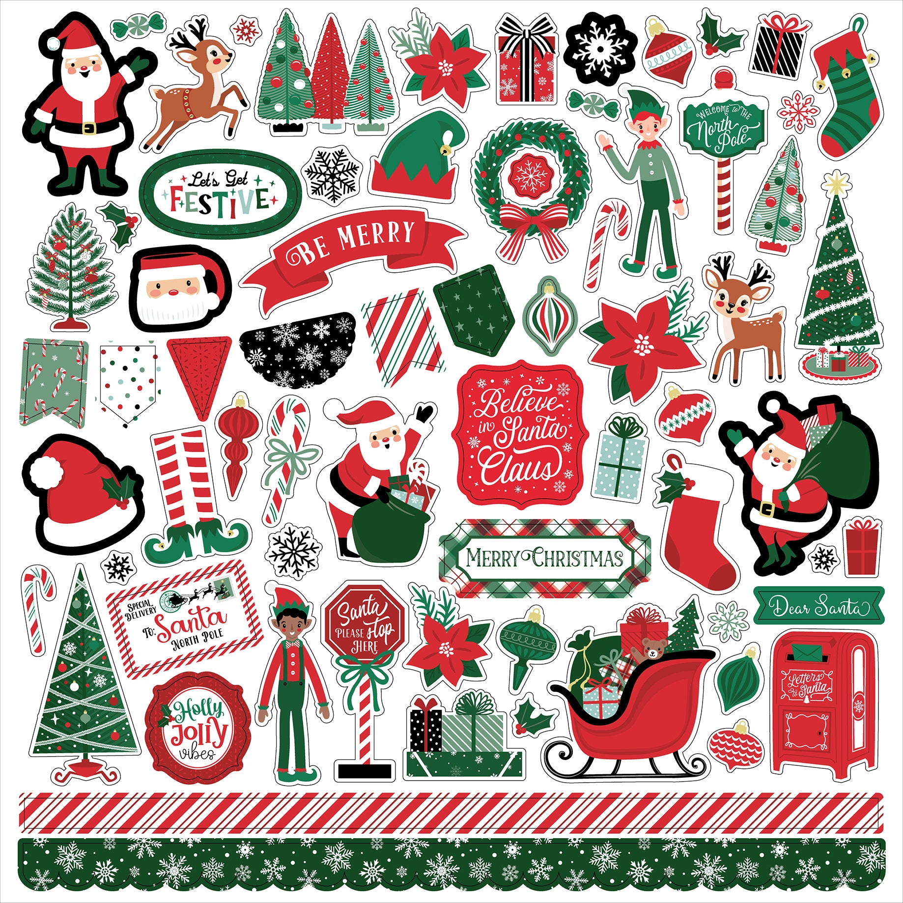 Christmas Express Paper & Sticker Collection Kit by Echo Park Paper - 13 Pieces