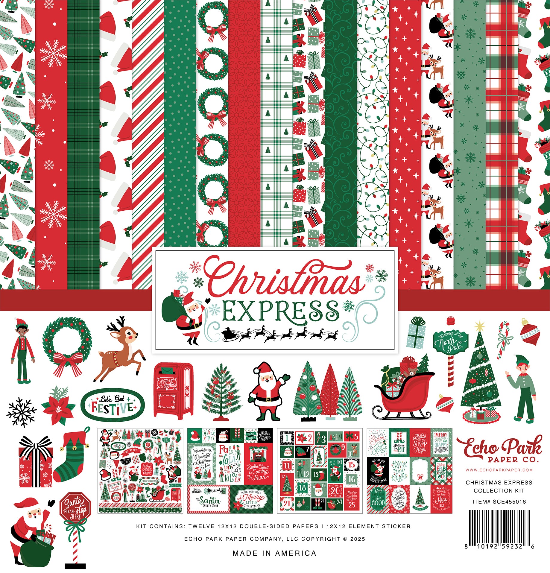 Christmas Express Paper & Sticker Collection Kit by Echo Park Paper - 13 Pieces