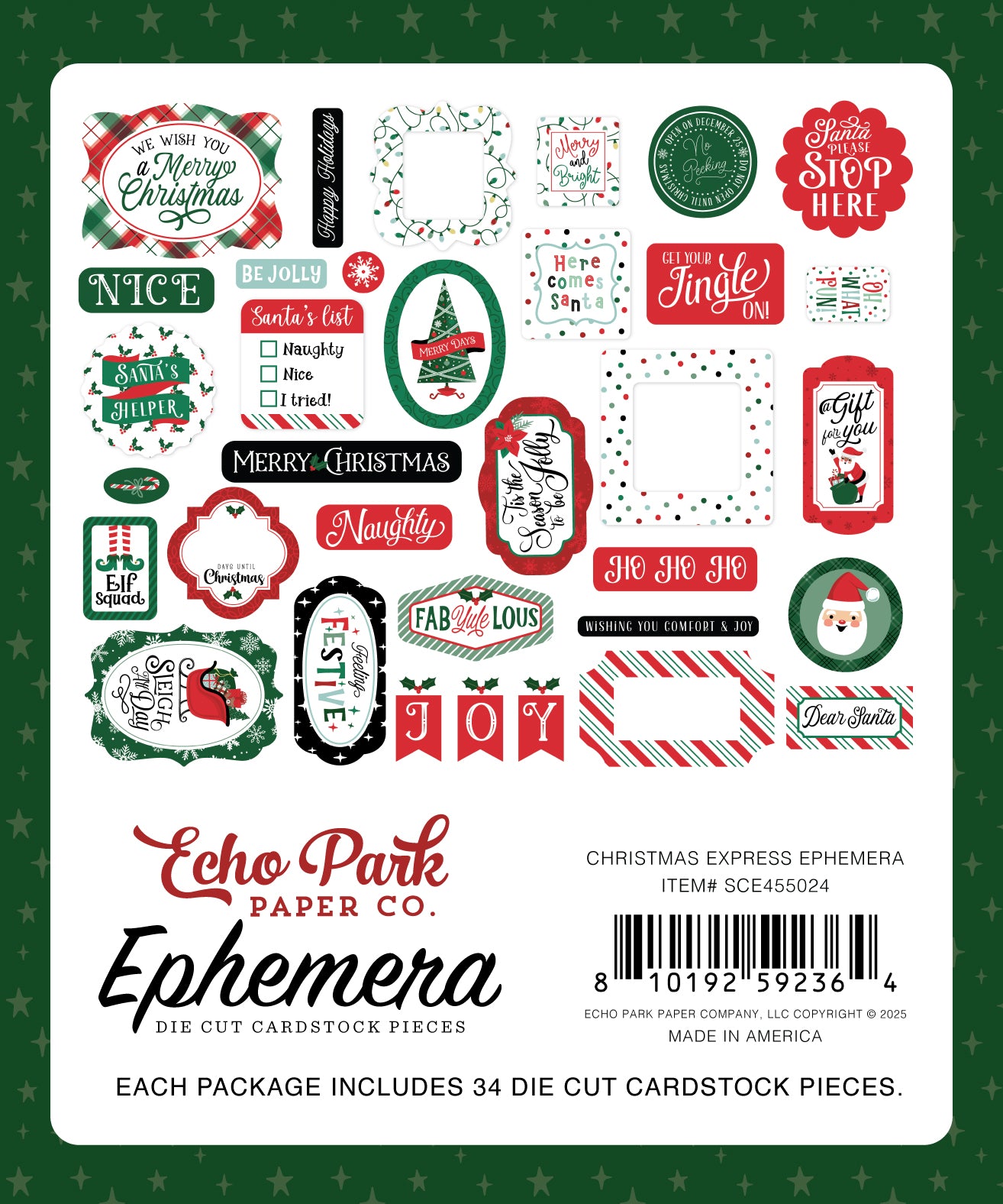 Christmas Express Collection Ephemera Scrapbook Embellishments by Echo Park Paper