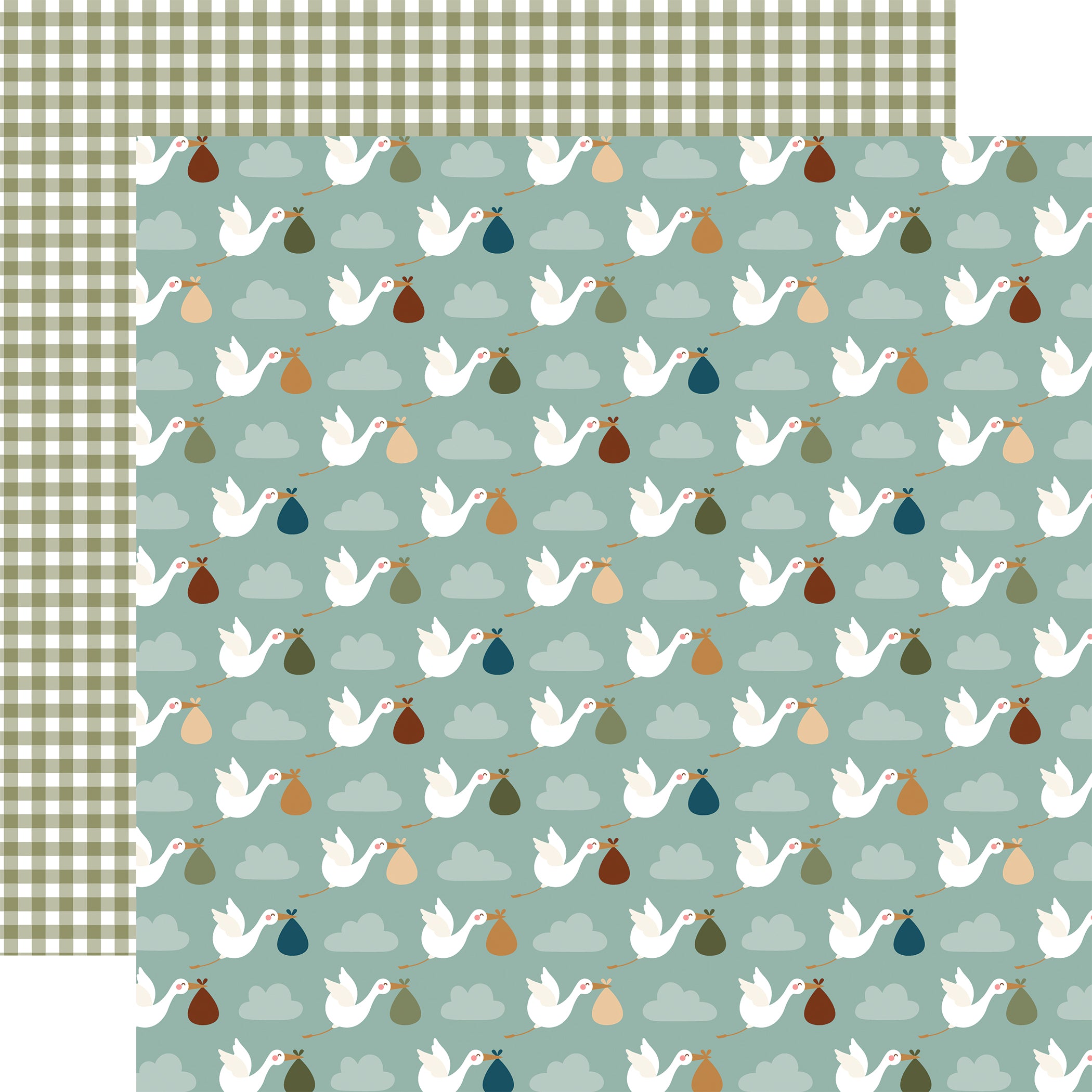 Special Delivery Baby Boy Collection Welcome Storks 12 x 12 Double-Sided Scrapbook Paper by Echo Park Paper