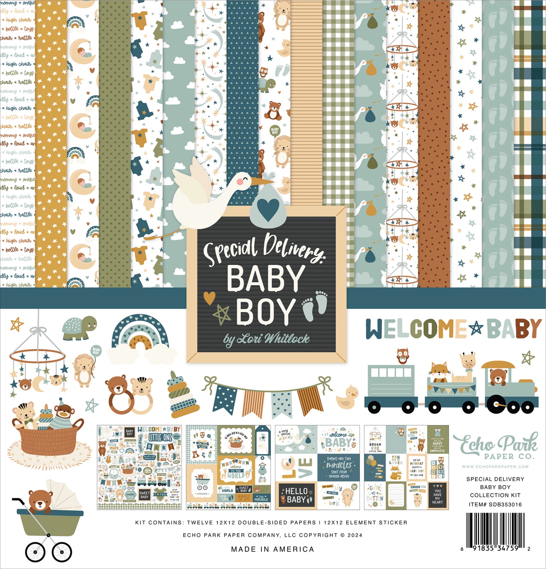 Special Delivery Baby Boy Collection 12 x 12 Scrapbook Collection Kit by Echo Park Paper